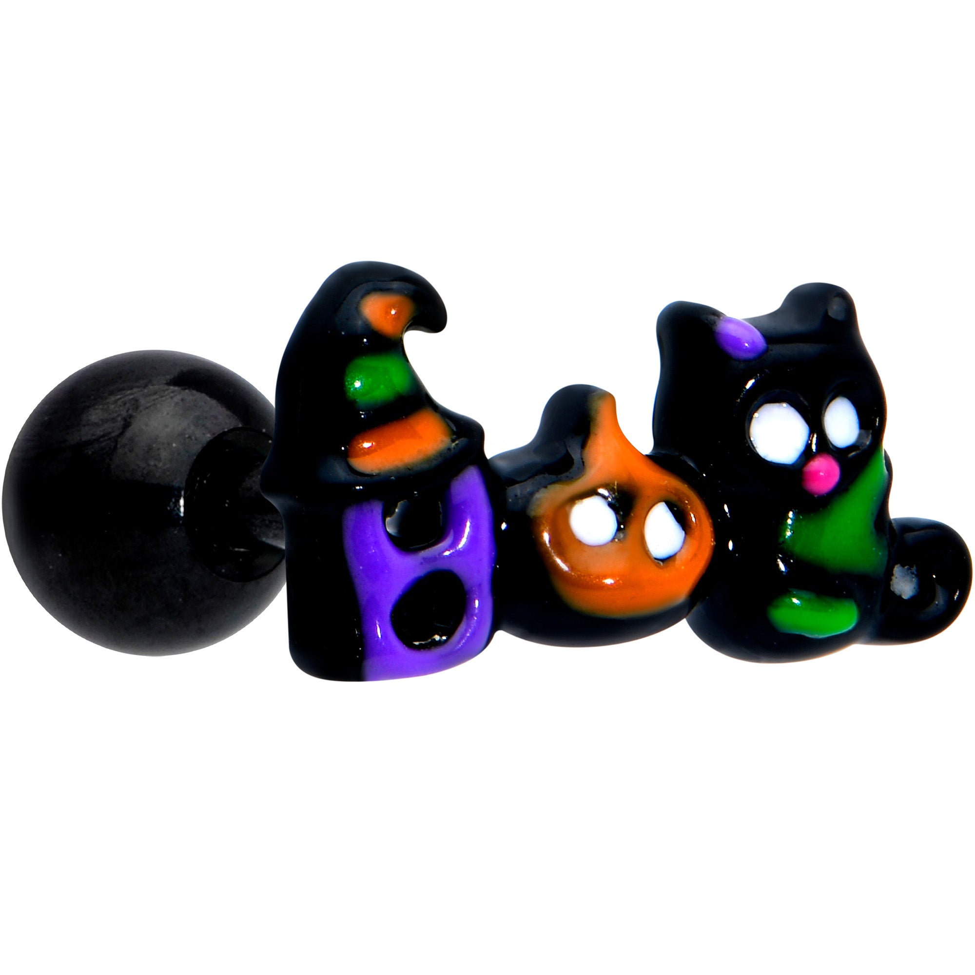 16 Gauge 1/4 Black Boo Party Halloween Cartilage Tragus Earring