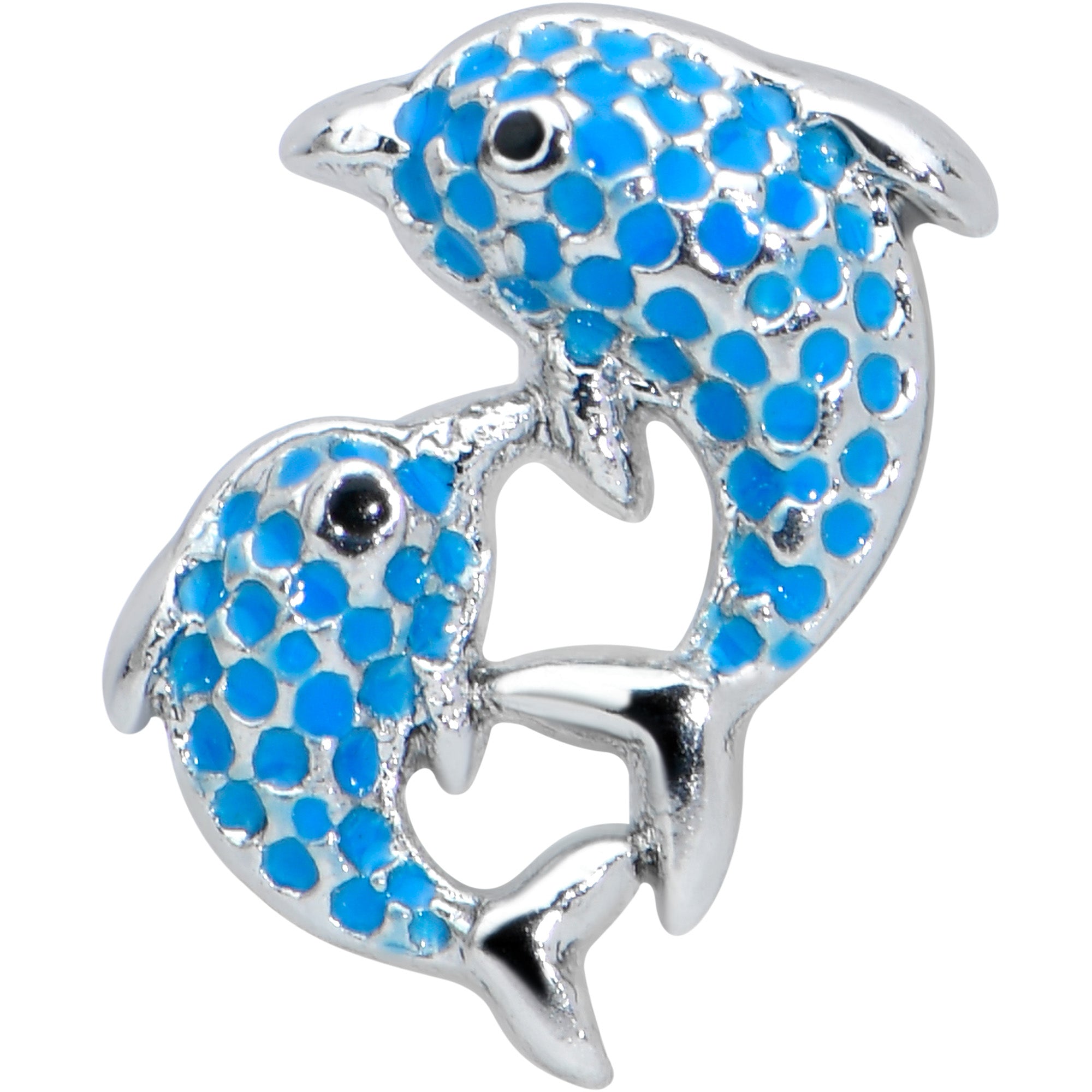 16 Gauge 1/4 Black Gem Blue Leaping Dolphins Cartilage Tragus Earring