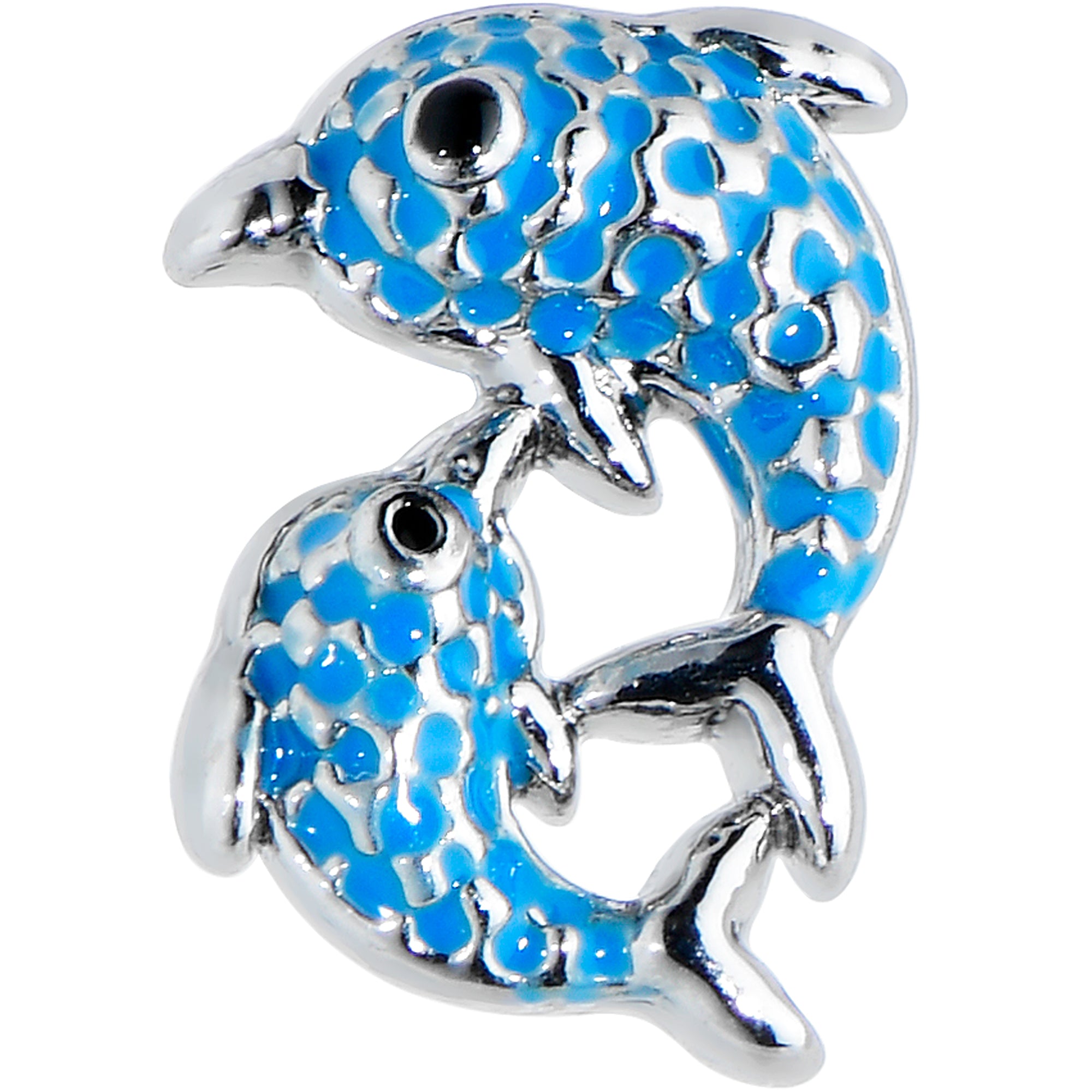 20 Gauge 1/4 Black Gem Blue Leaping Dolphins Nose Bone