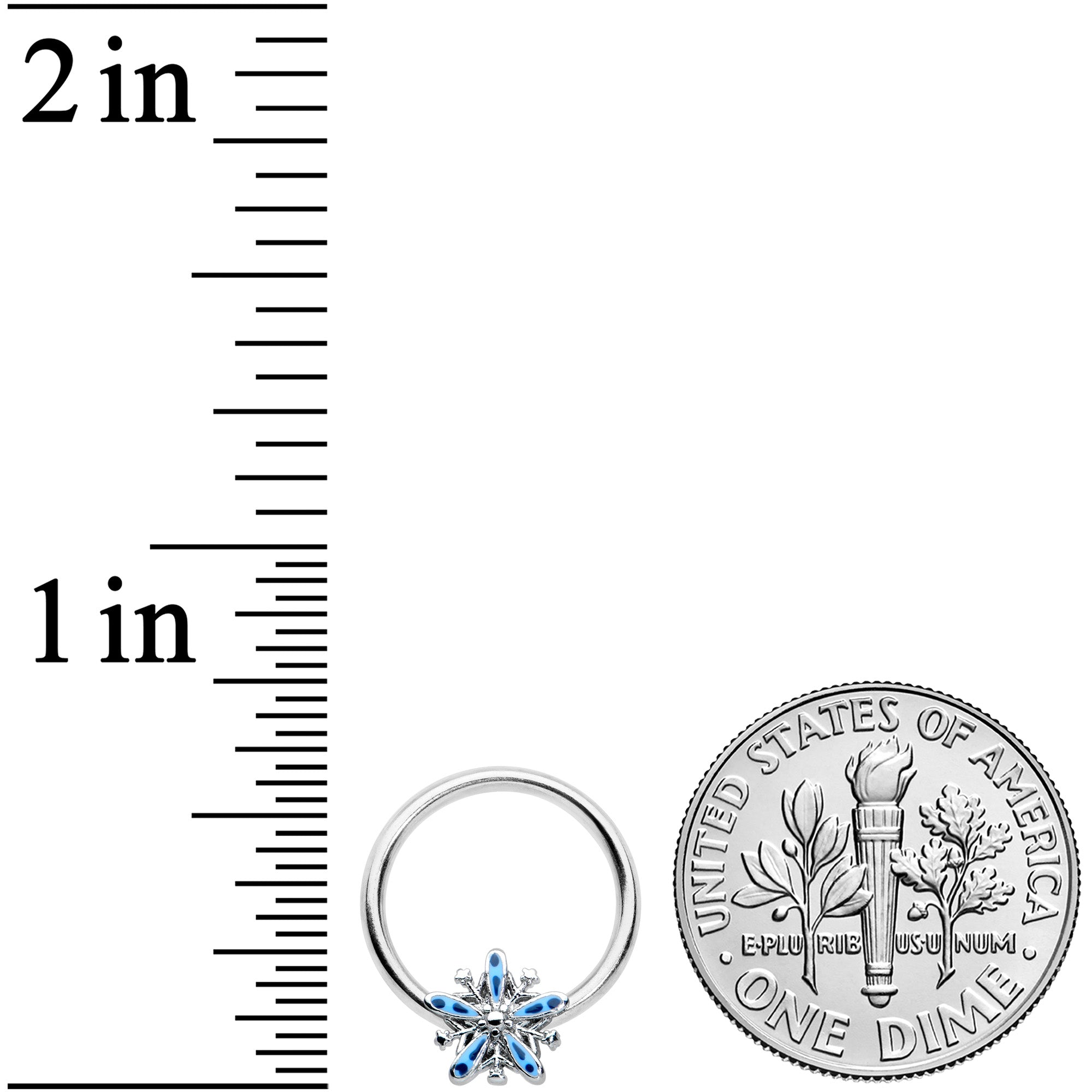 16 Gauge 3/8 Snowflake Blues Christmas BCR Captive Charm Ring