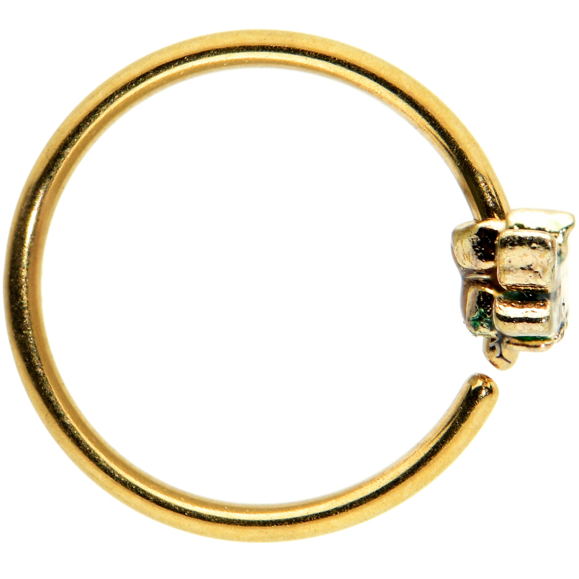 20 Gauge 5/16 Gold Tone Hungry Alligator Nose Hoop