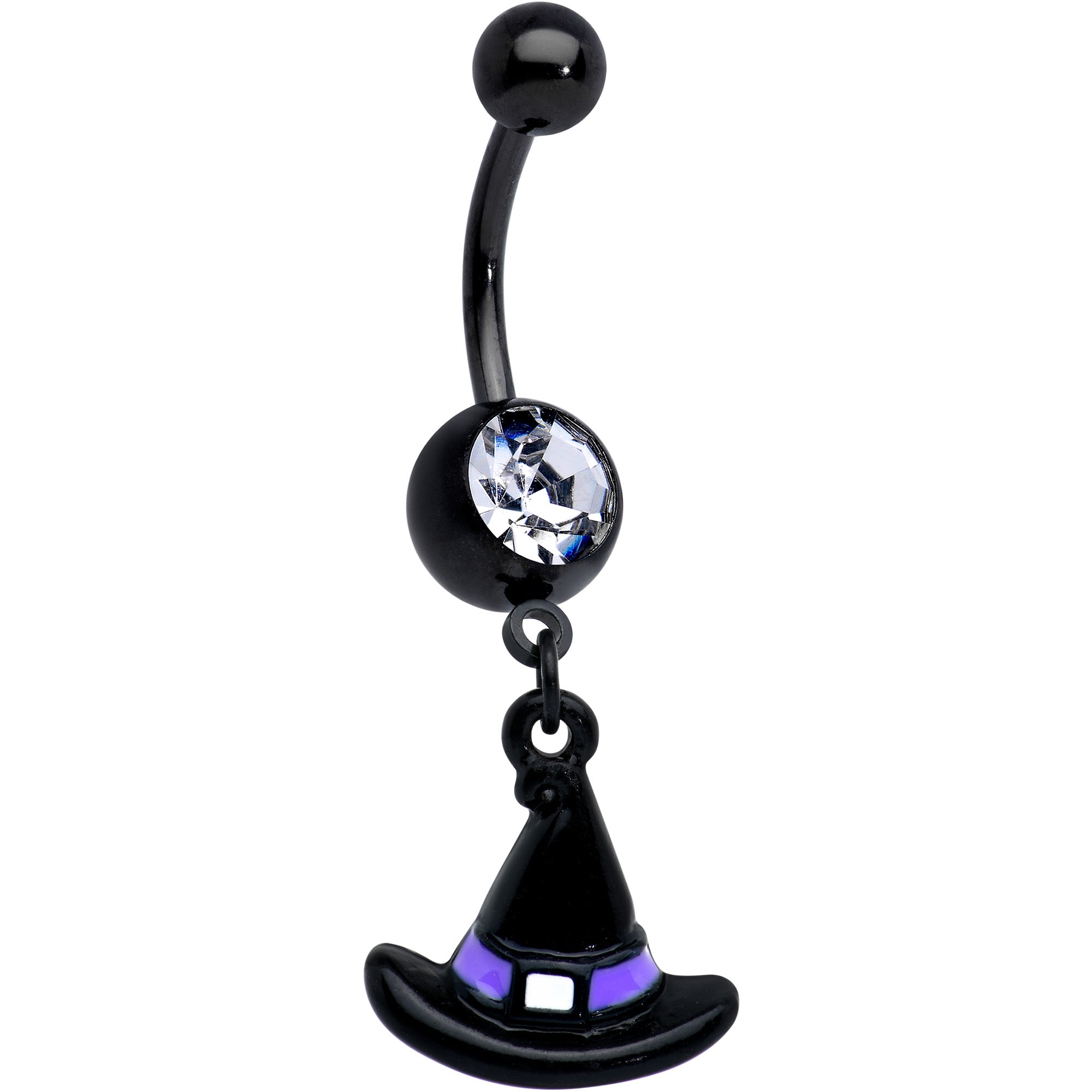 Purple Gem Black Witch Spider Spiral Halloween Belly Ring Set of 3