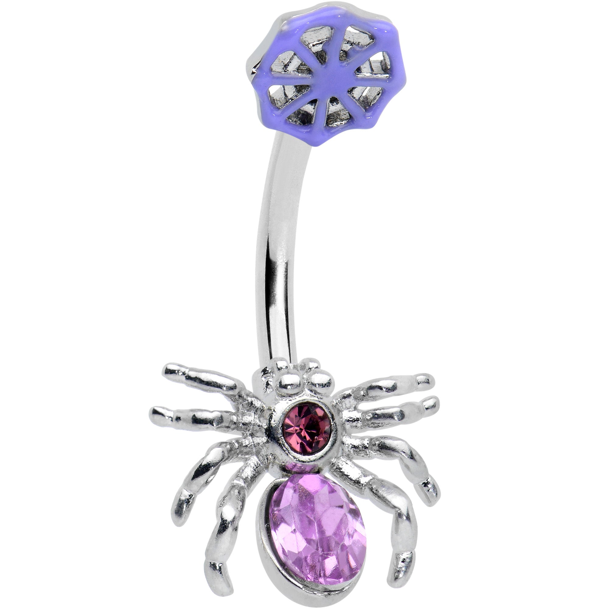 Purple Gem Black Witch Spider Spiral Halloween Belly Ring Set of 3