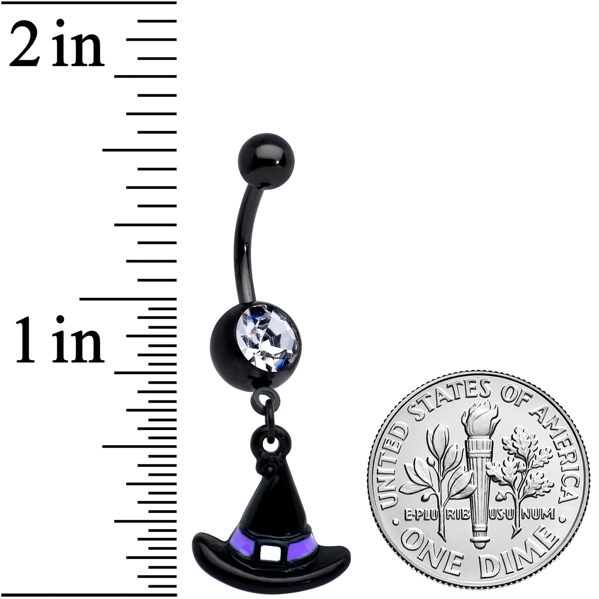 Purple Gem Black Witch Spider Spiral Halloween Belly Ring Set of 3