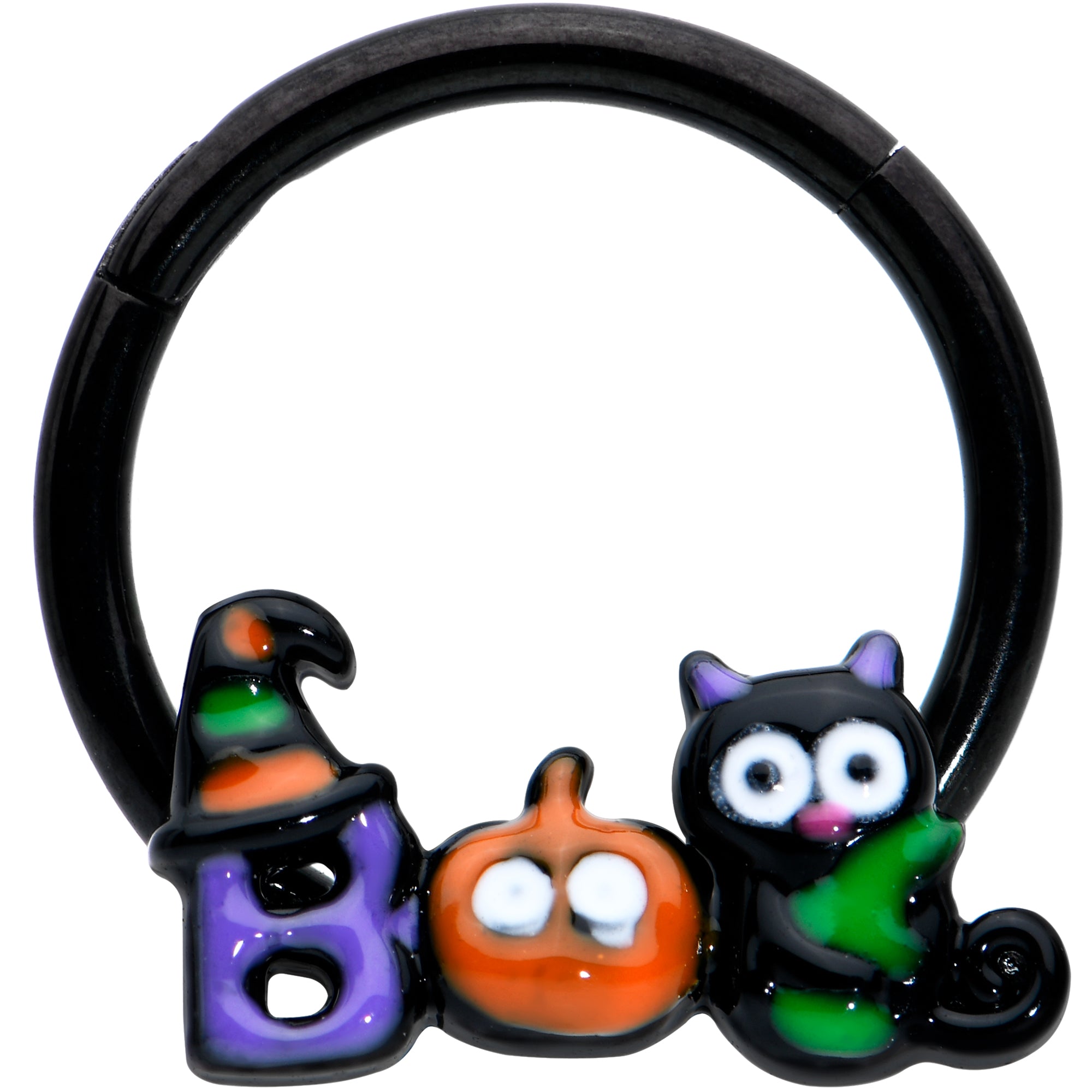 16 Gauge 3/8 Black Boo Party Halloween Hinged Segment Ring