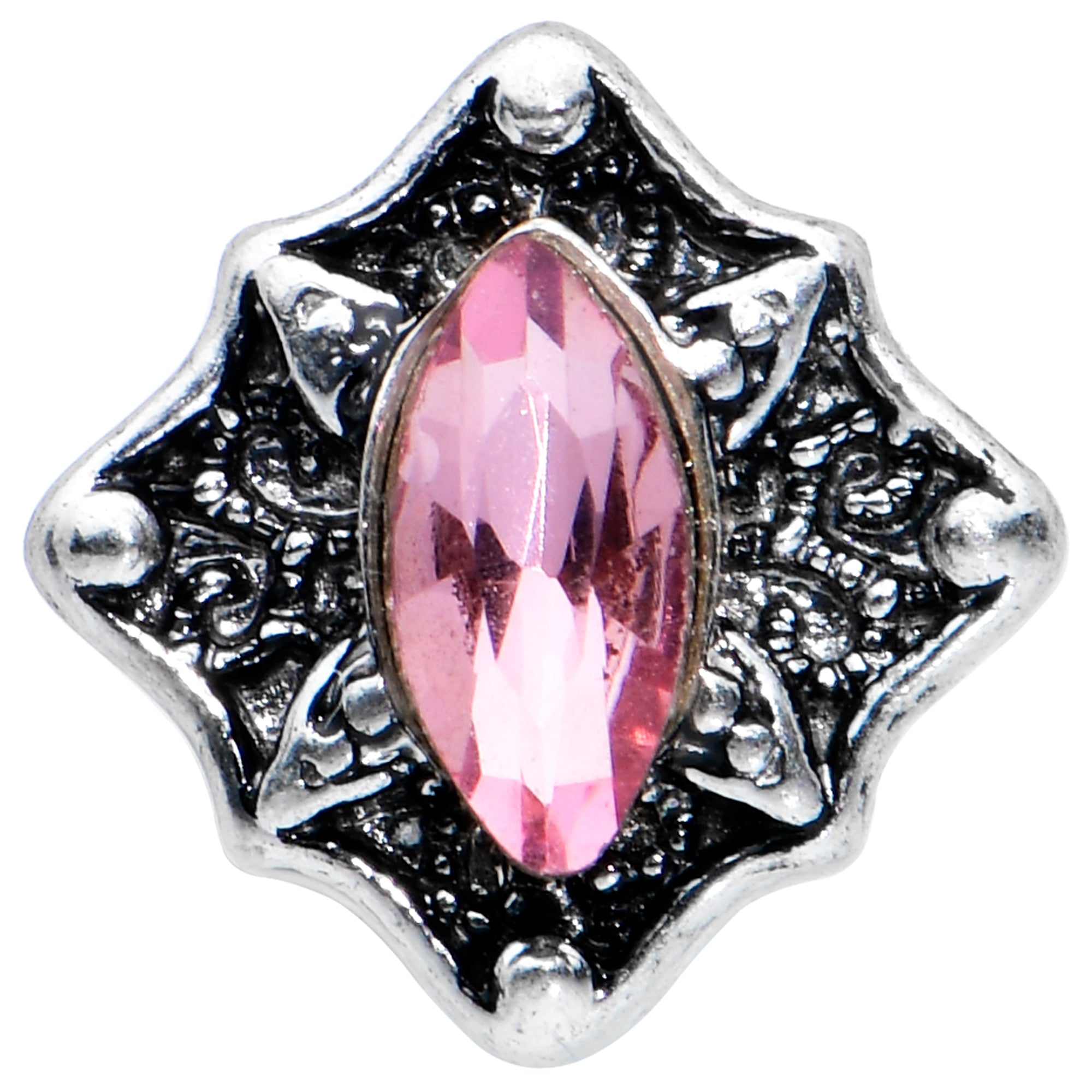 20 Gauge 1/4 Pink Gem Rhombus Retro Nose Bone