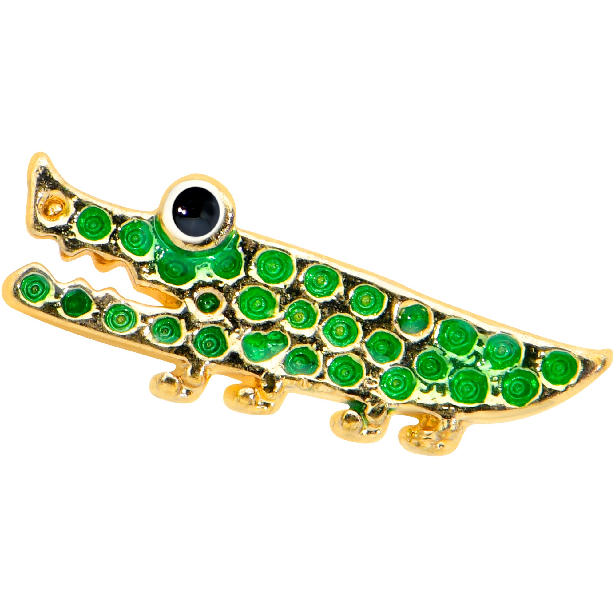 16 Gauge 5/16 Gold Tone Green Hungry Alligator Labret Monroe Tragus