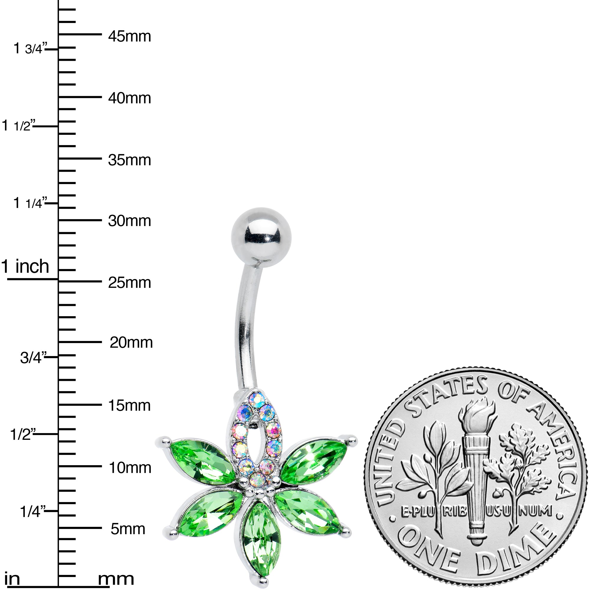 Aurora Green Gem Pot Leaf Belly Ring