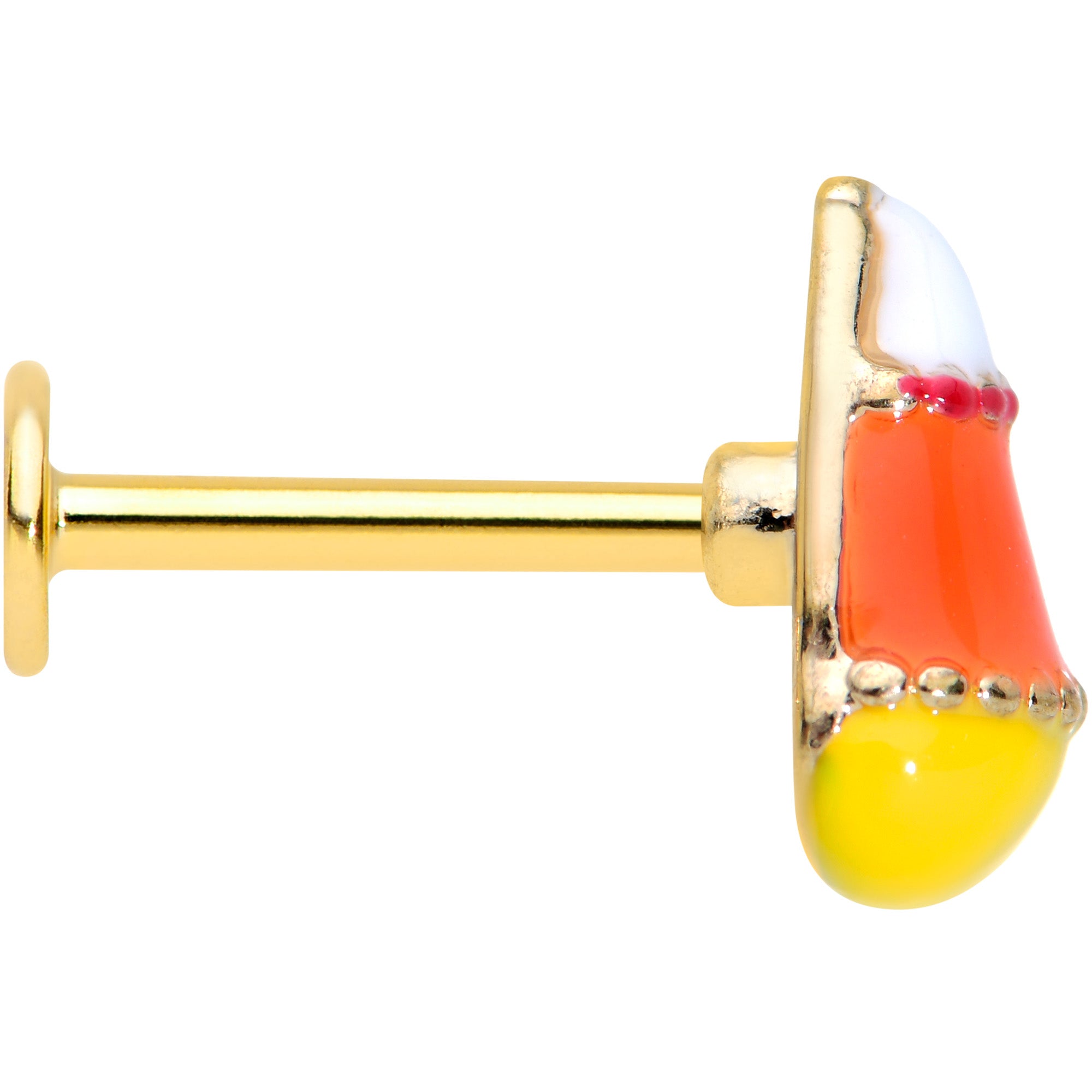 16 Gauge 5/16 Gold Tone Candy Corn Halloween Labret Monroe Tragus