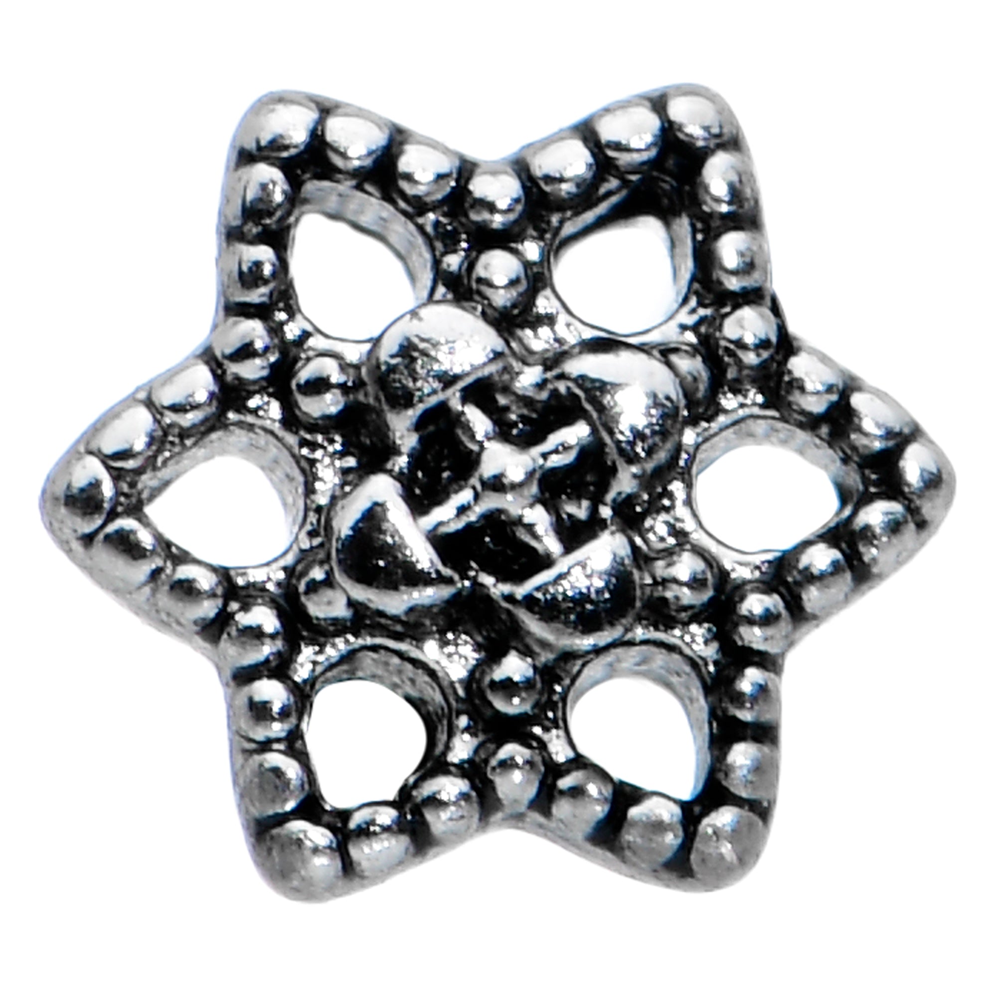 20 Gauge 1/4 Hexagram Center Flower L Shape Nose Ring