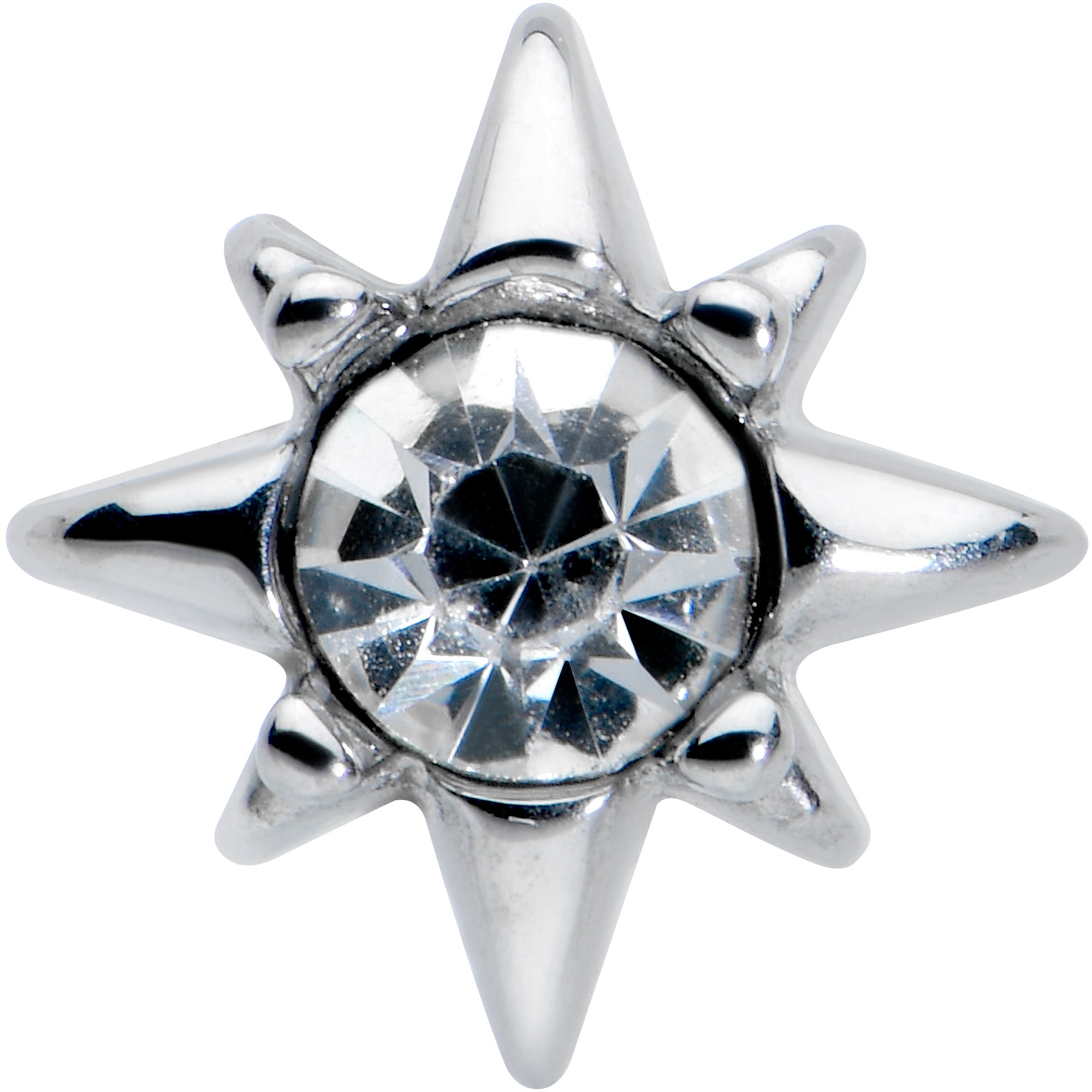 Clear CZ Gem Evening Star Barbell Tongue Ring