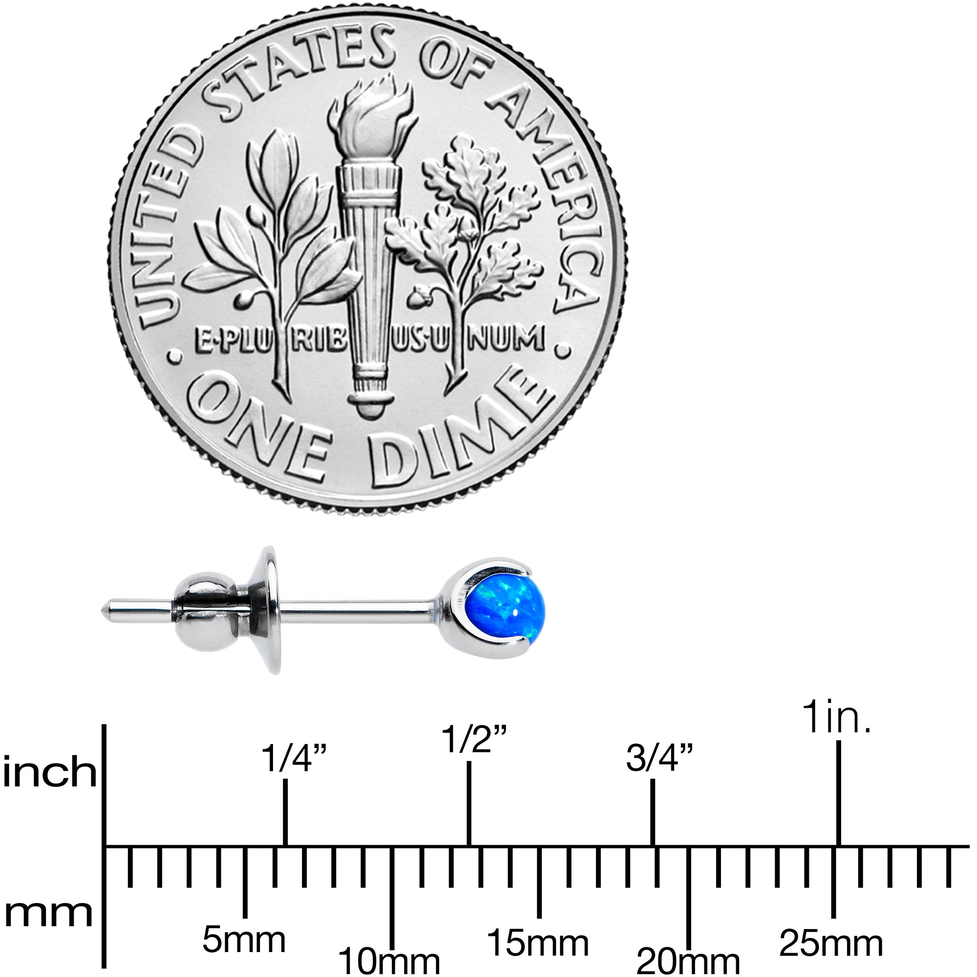 3mm Blue Synthetic Opal Ball Implant Grade Titanium Stud Earrings