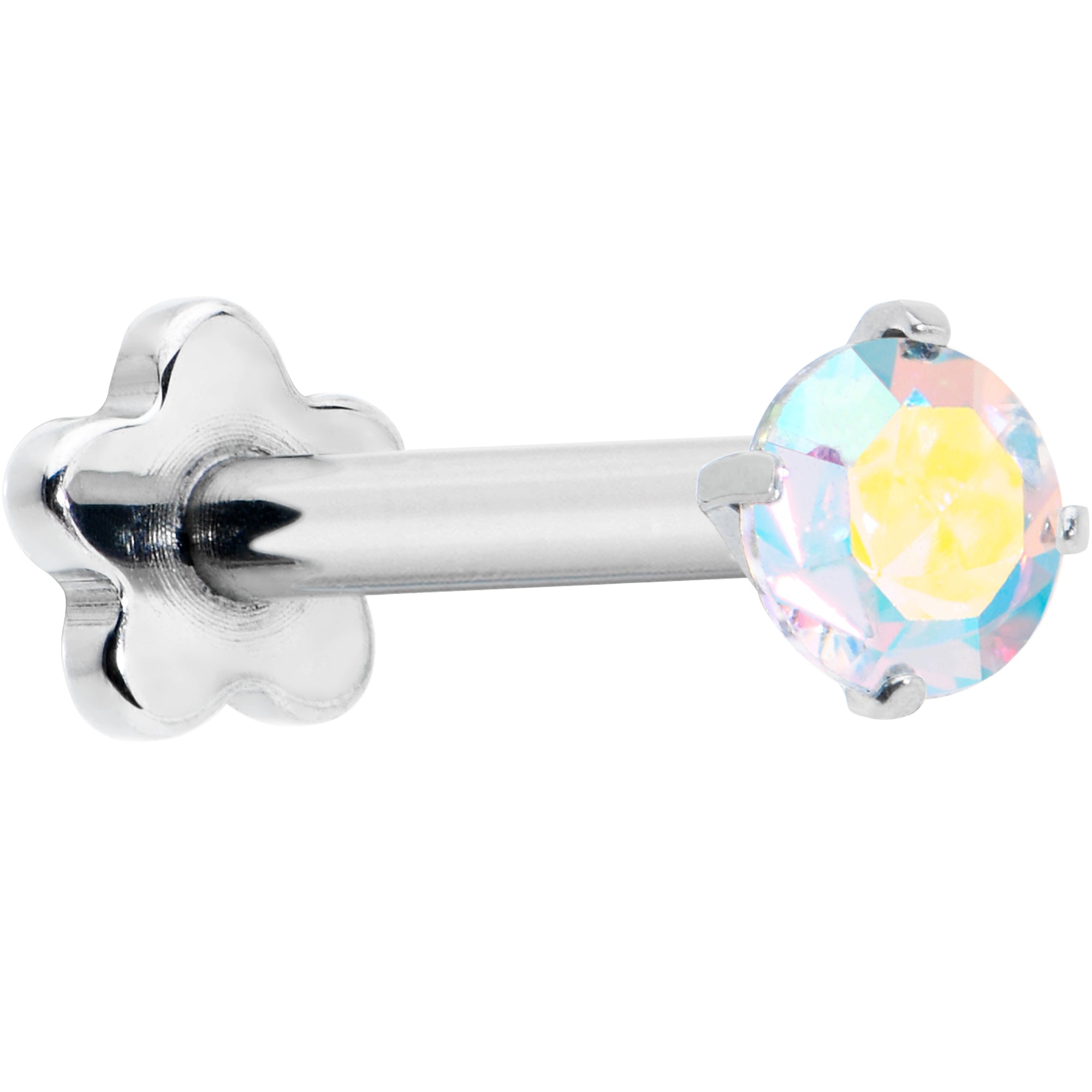 16 Gauge 5/16 Aurora CZ G23 Titanium Threadless Flower Labret Tragus