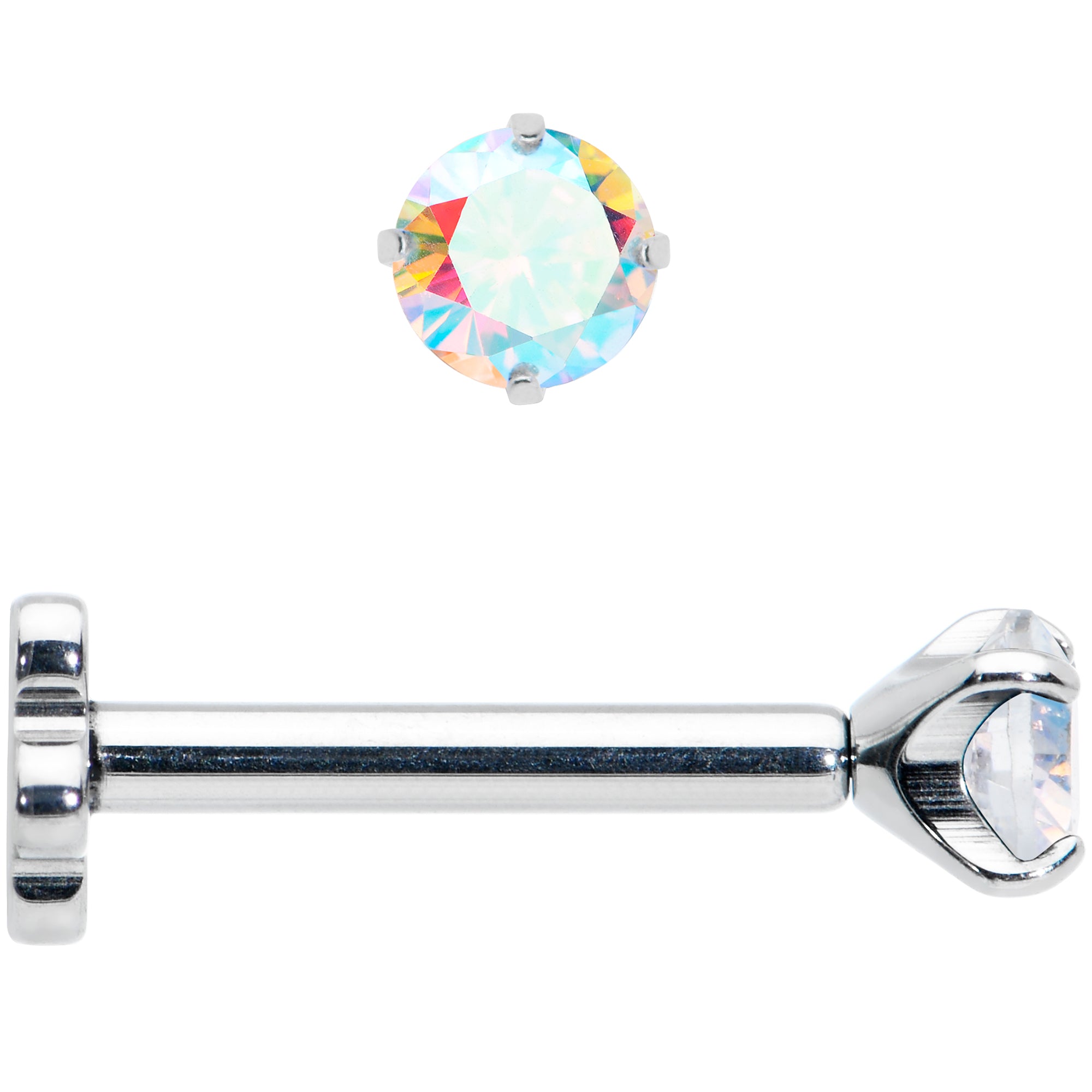 16 Gauge 5/16 Aurora CZ G23 Titanium Threadless Flower Labret Tragus