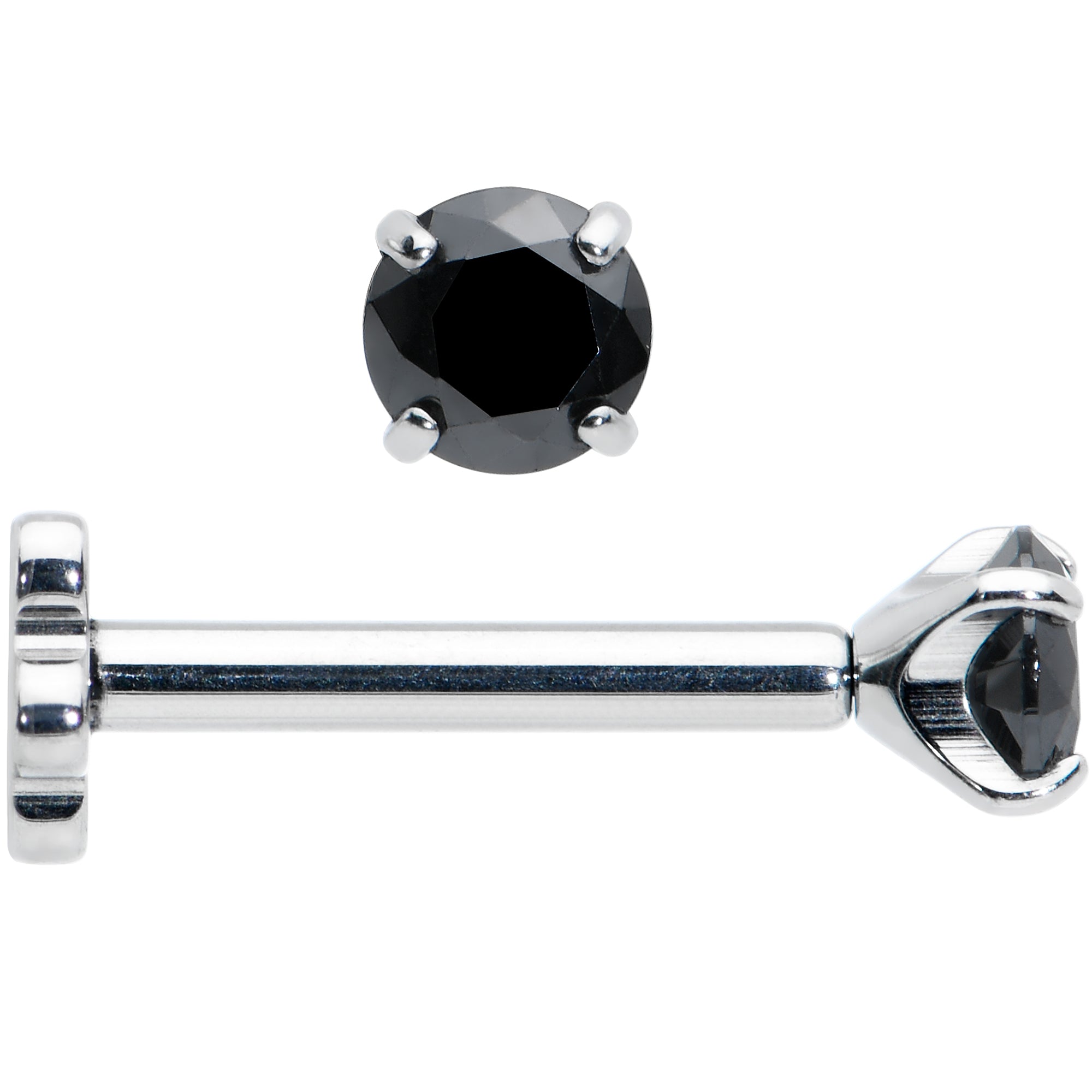 16 Gauge 5/16 Black CZ G23 Titanium Threadless Flower Labret Tragus