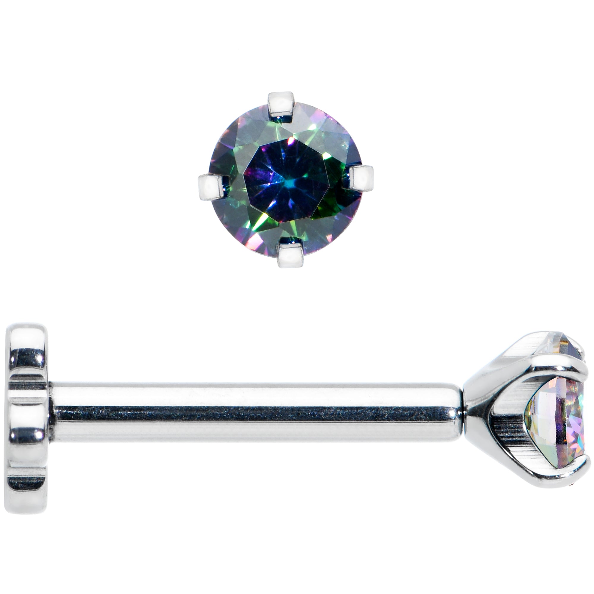 16 Gauge 5/16 Vitrail CZ G23 Titanium Threadless Flower Labret Tragus