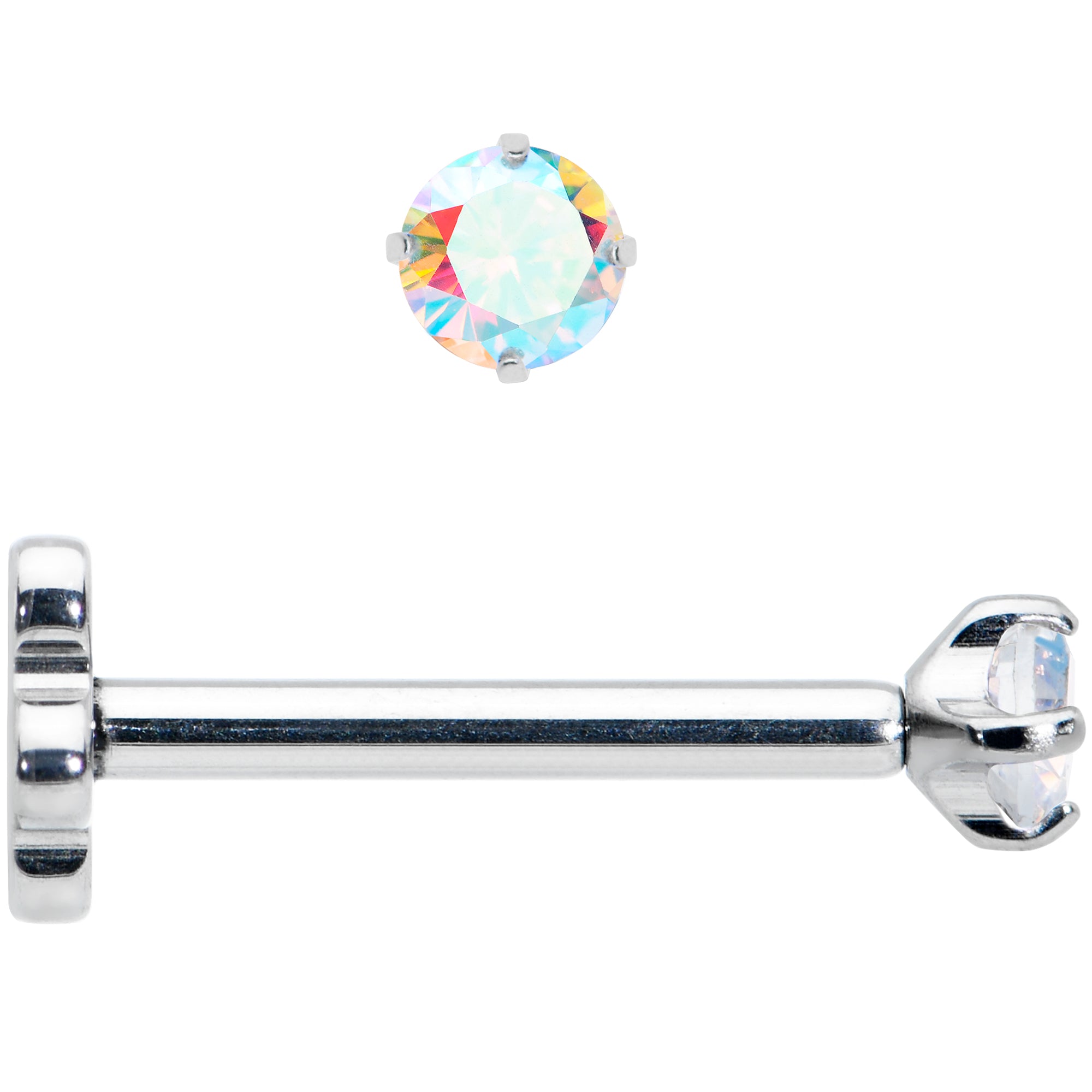 18 Gauge 5/16 Aurora CZ G23 Titanium Threadless Flower Labret Tragus