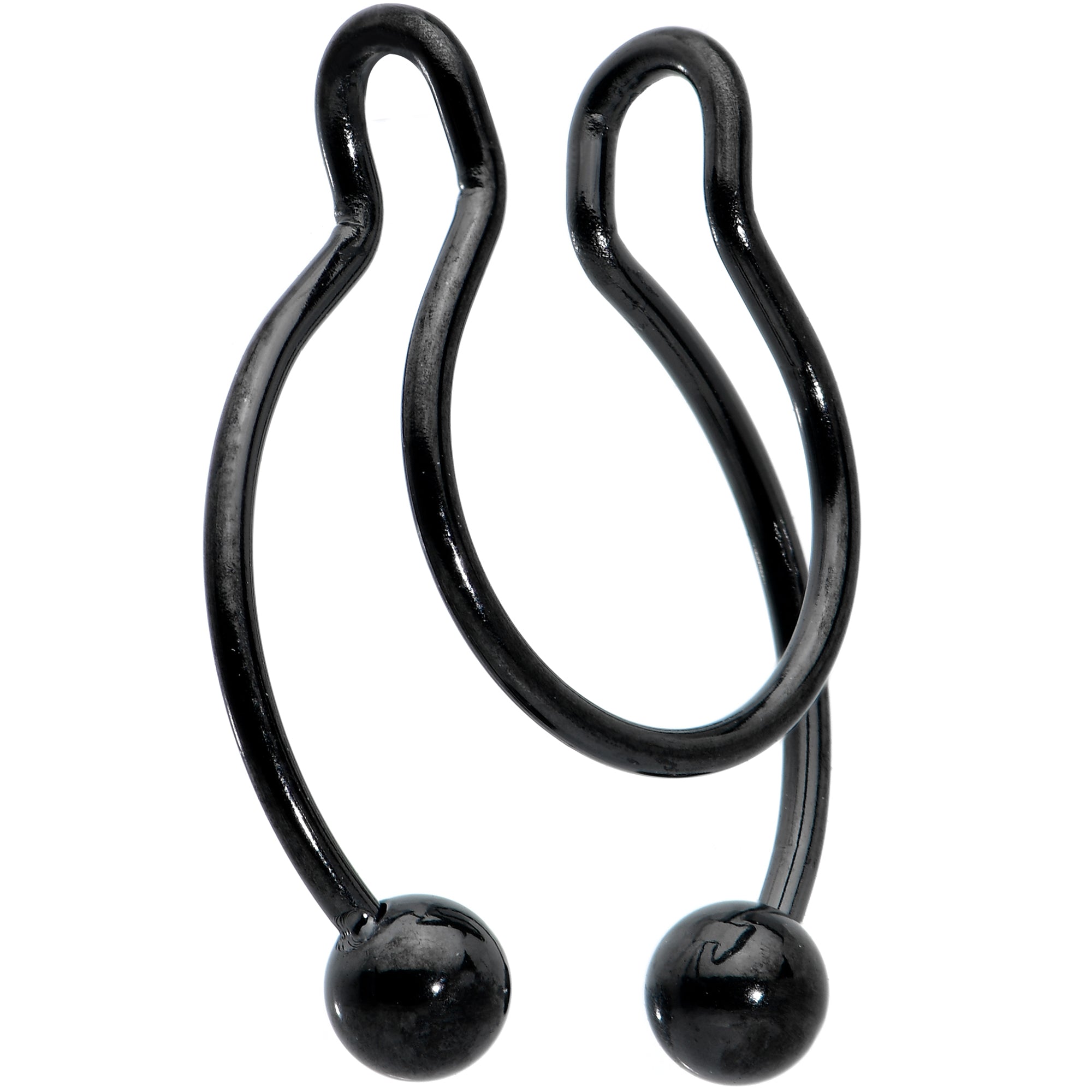 Black Horseshoe Ball Fake Septum Ring Nipple and Clip on Earring