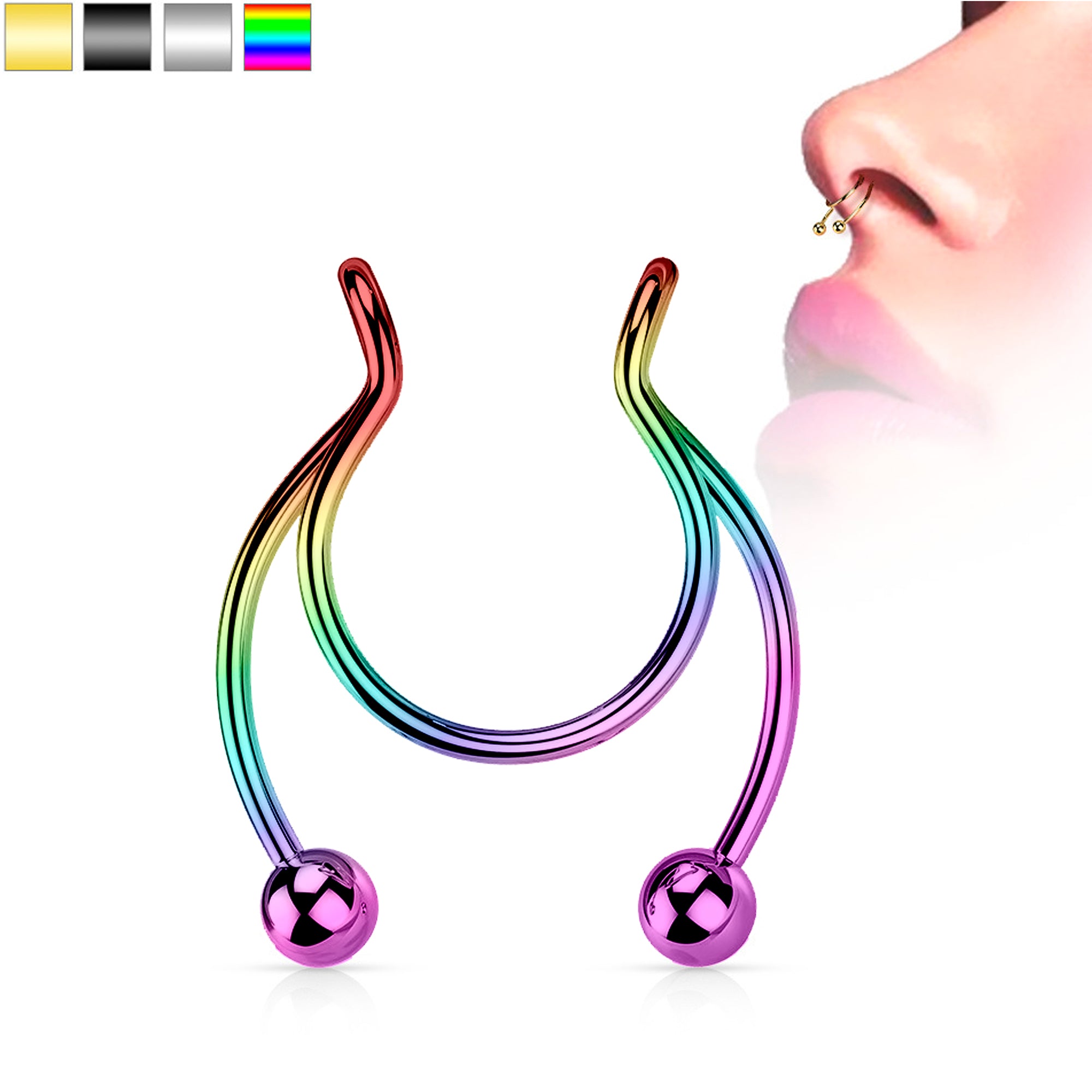 Bolt Style Clip on Non Pierced Nipple Ring Set