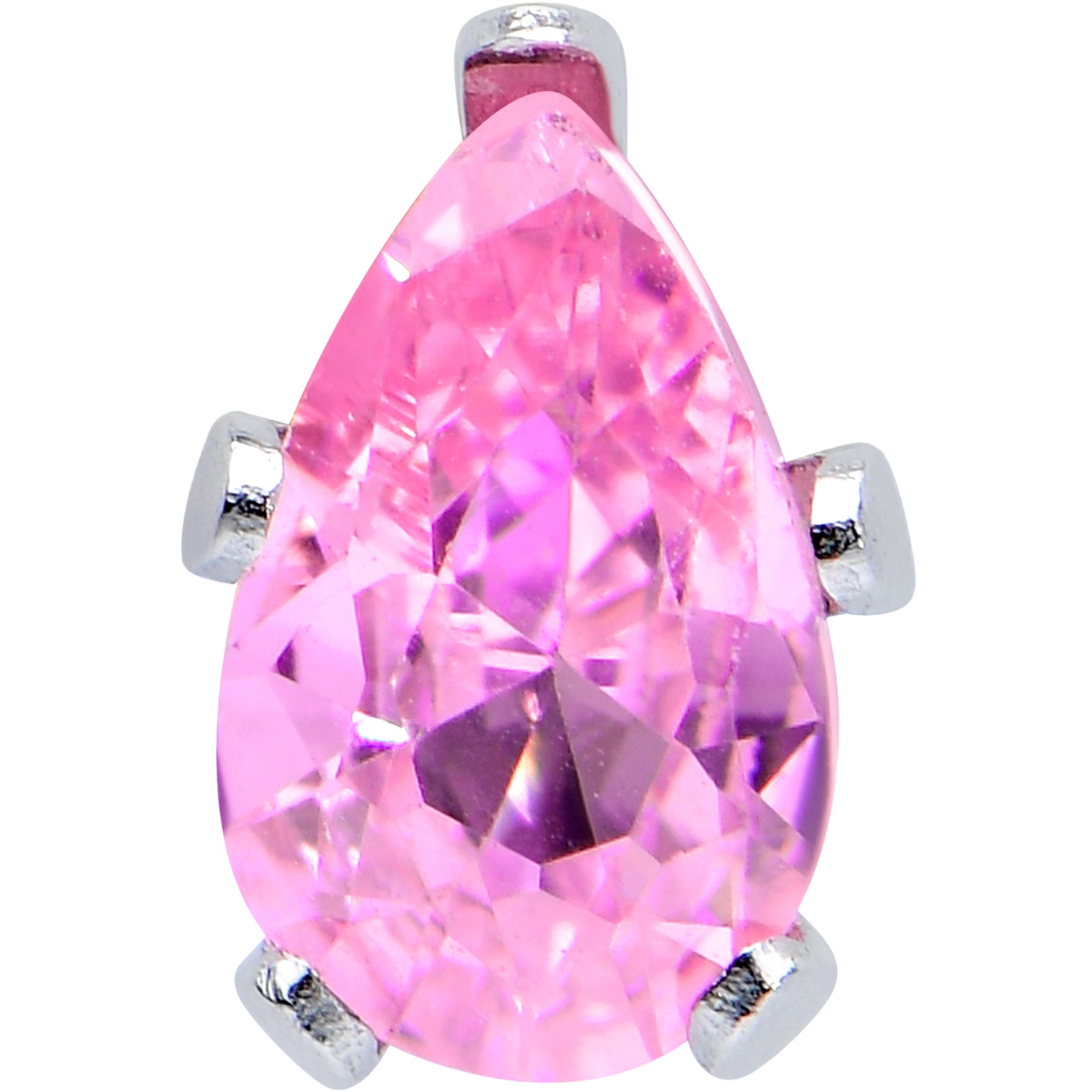 CZ Teardrop Pink Stainless Steel Stud Earrings 3mm to 7mm