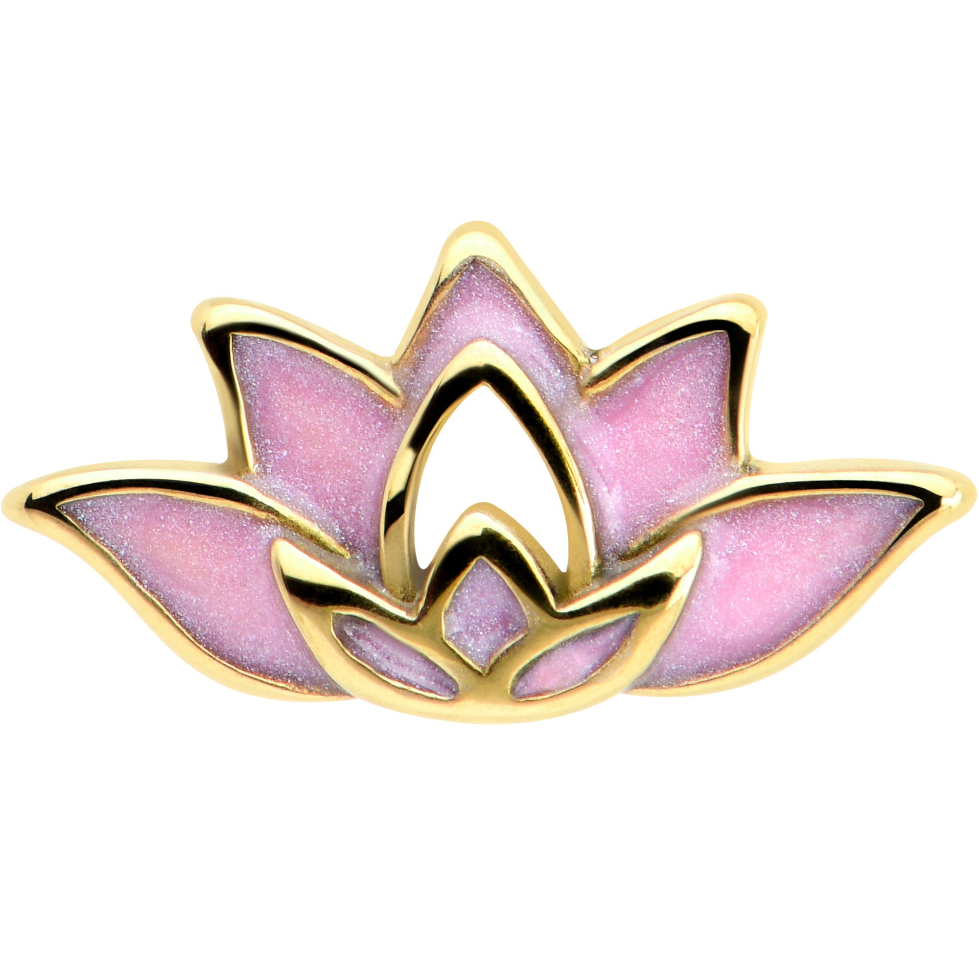 Gold Tone Lotus Flower Pink Peace Barbell Tongue Ring