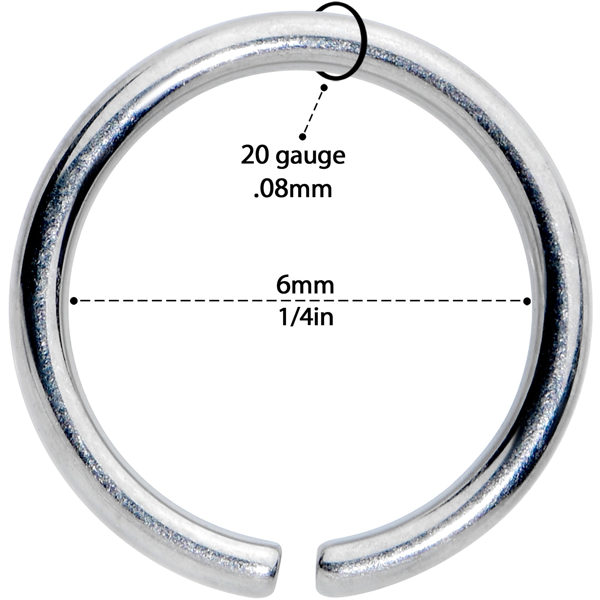 20 Gauge 1/4 Grade 23 Titanium Bendable Hoop Ring