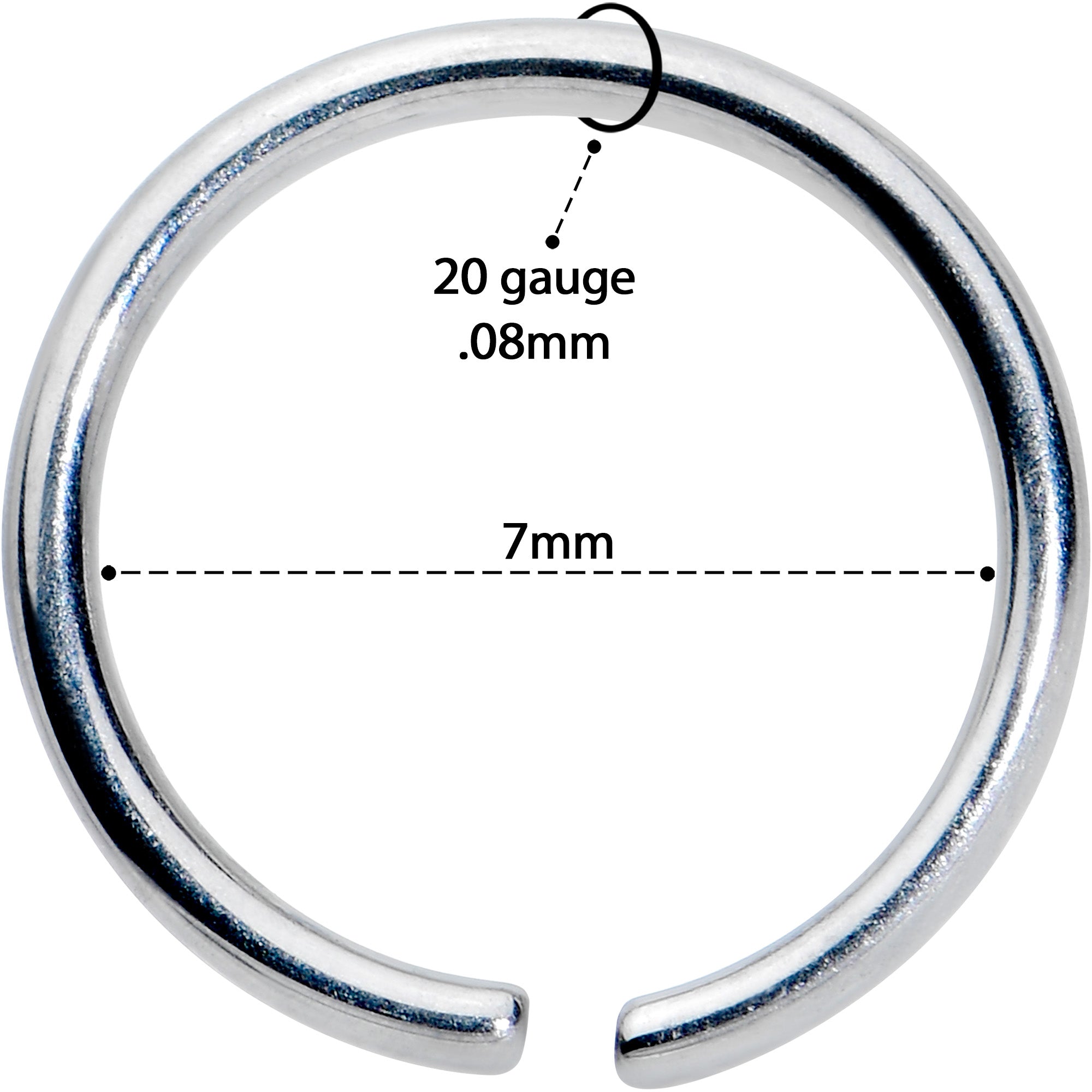 20 Gauge 7mm Grade 23 Titanium Bendable Hoop Ring