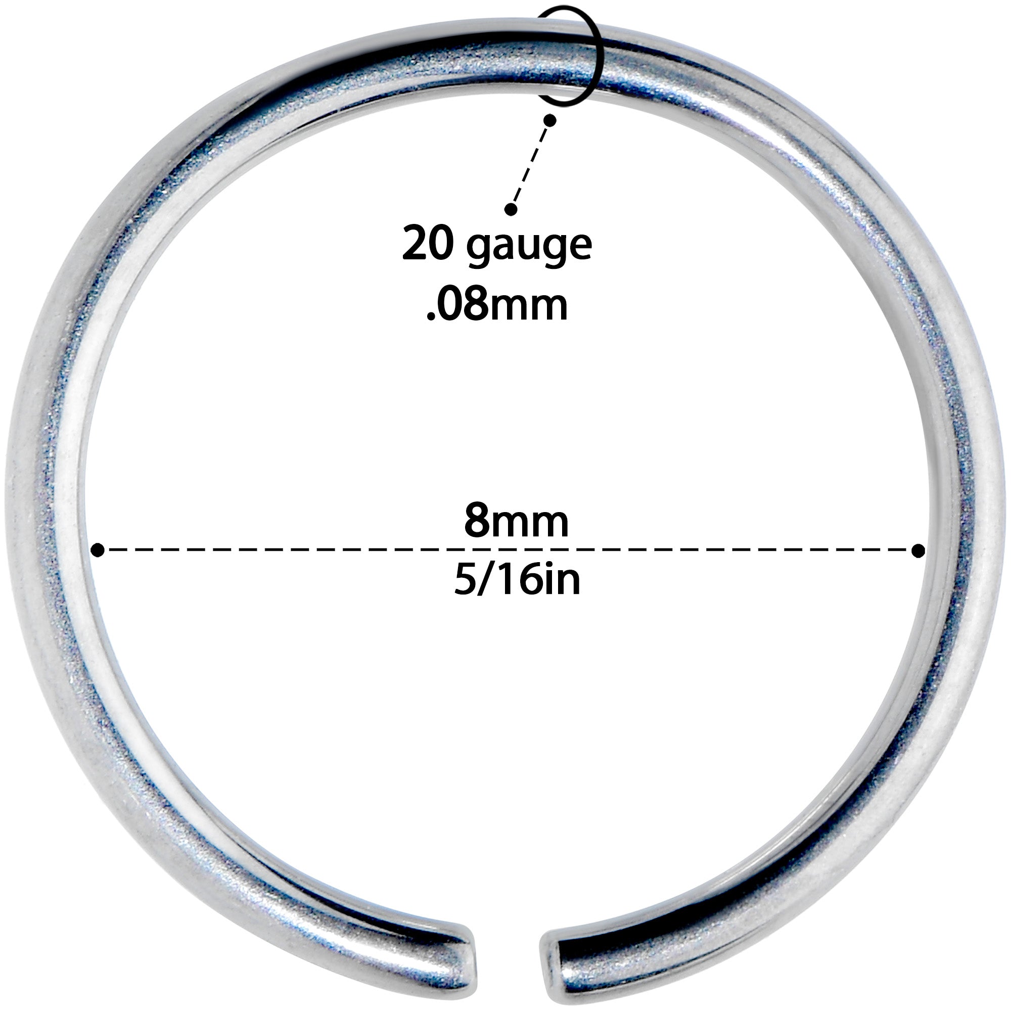 20 Gauge 5/16 Grade 23 Titanium Bendable Hoop Ring