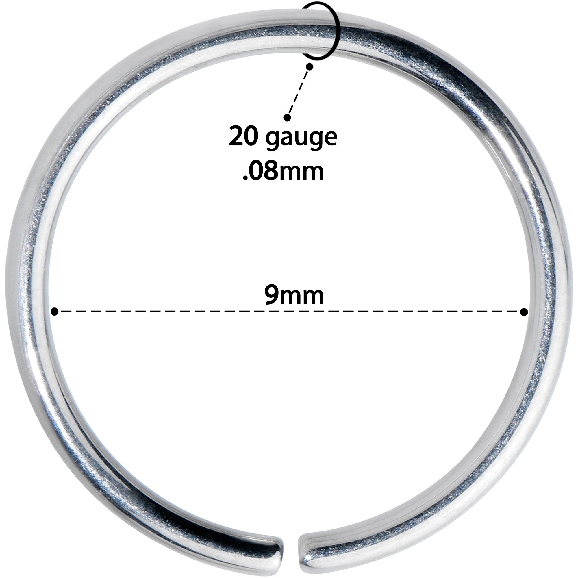 20 Gauge 9mm Grade 23 Titanium Bendable Hoop Ring