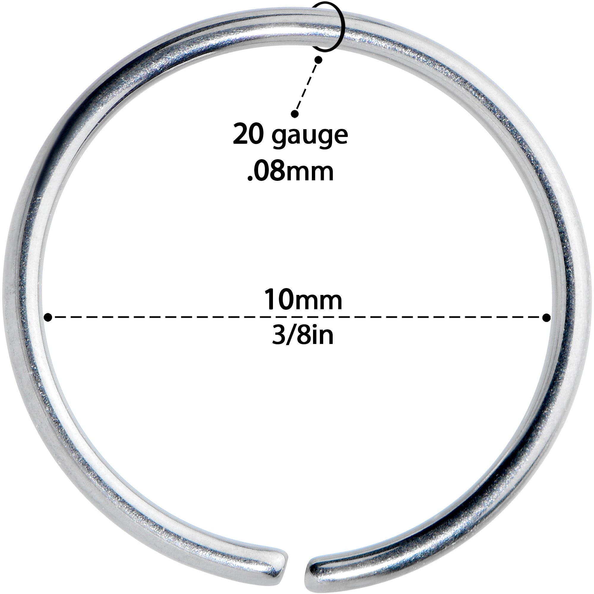 20 Gauge 3/8 Grade 23 Titanium Bendable Hoop Ring