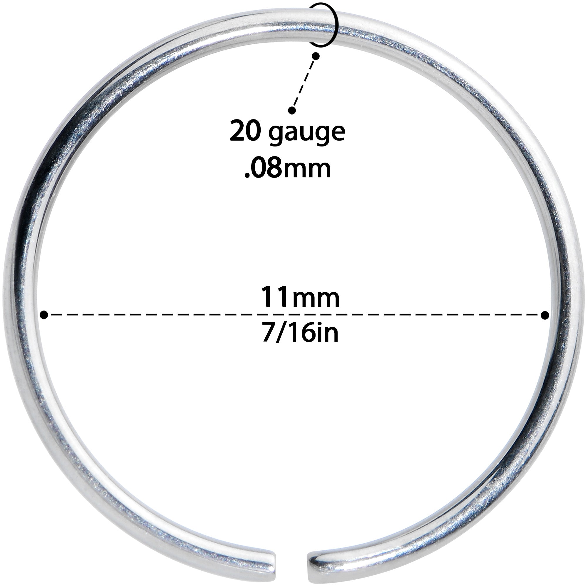 20 Gauge 7/16 Grade 23 Titanium Bendable Hoop Ring