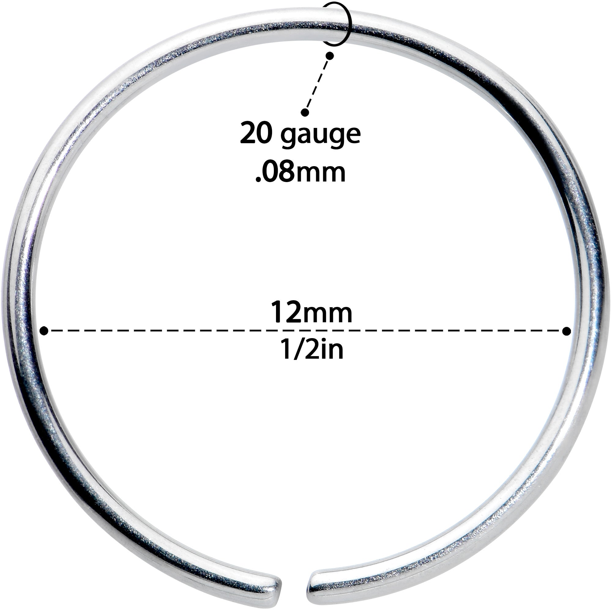 20 Gauge 1/2 Grade 23 Titanium Bendable Hoop Ring