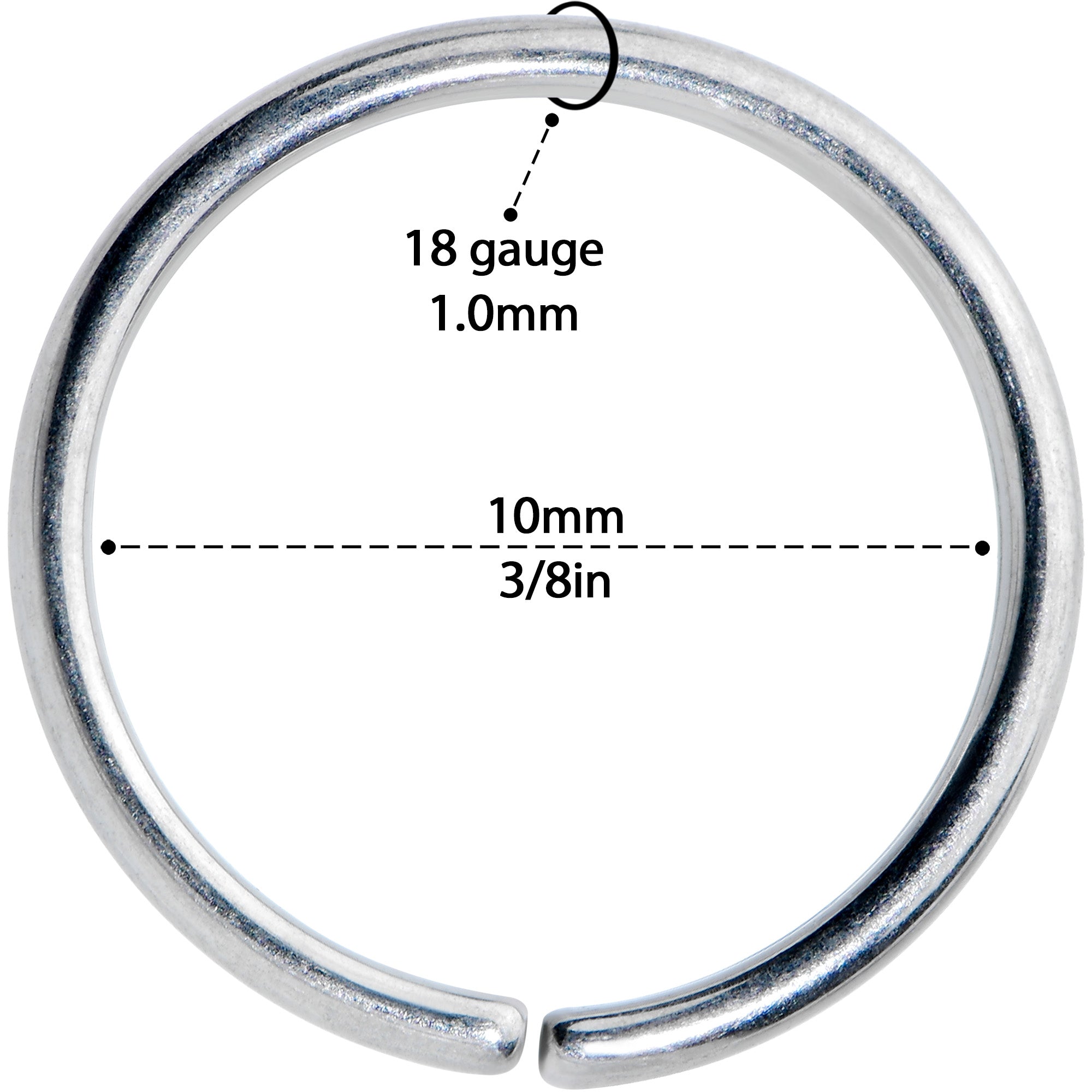 18 Gauge 3/8 Grade 23 Titanium Bendable Hoop Ring