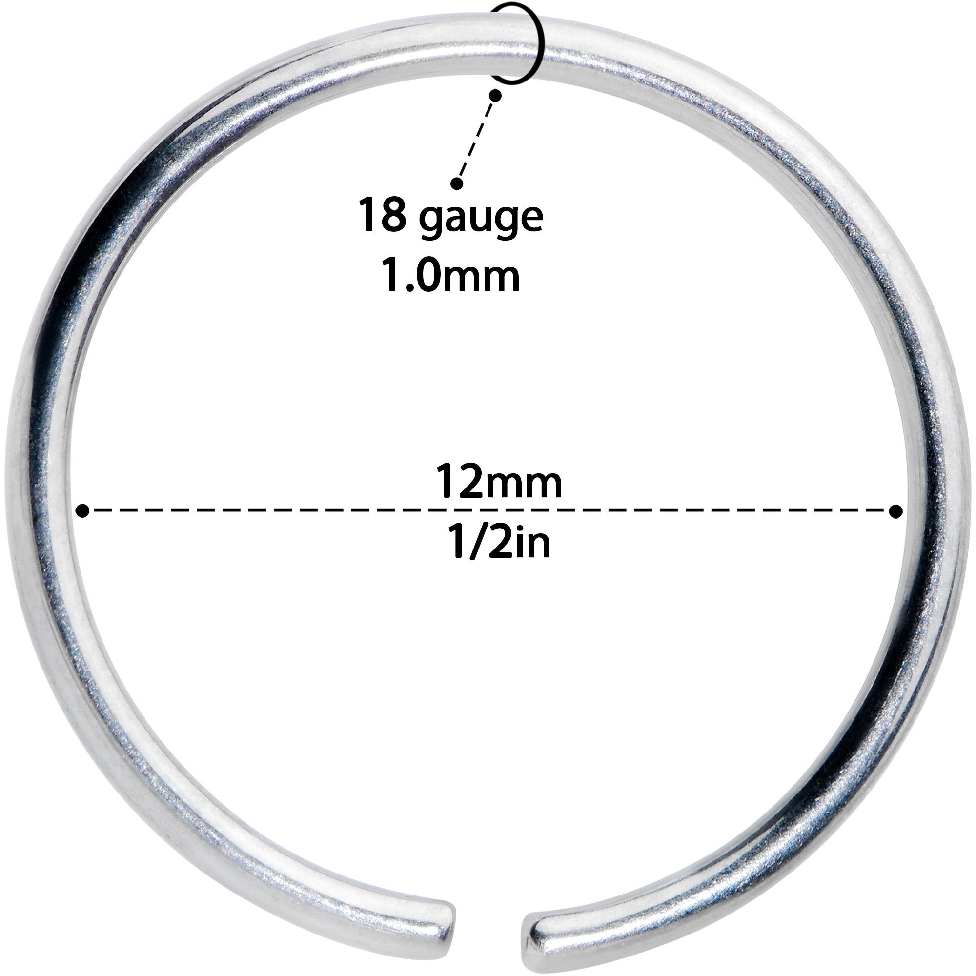 18 Gauge 1/2 Grade 23 Titanium Bendable Hoop Ring