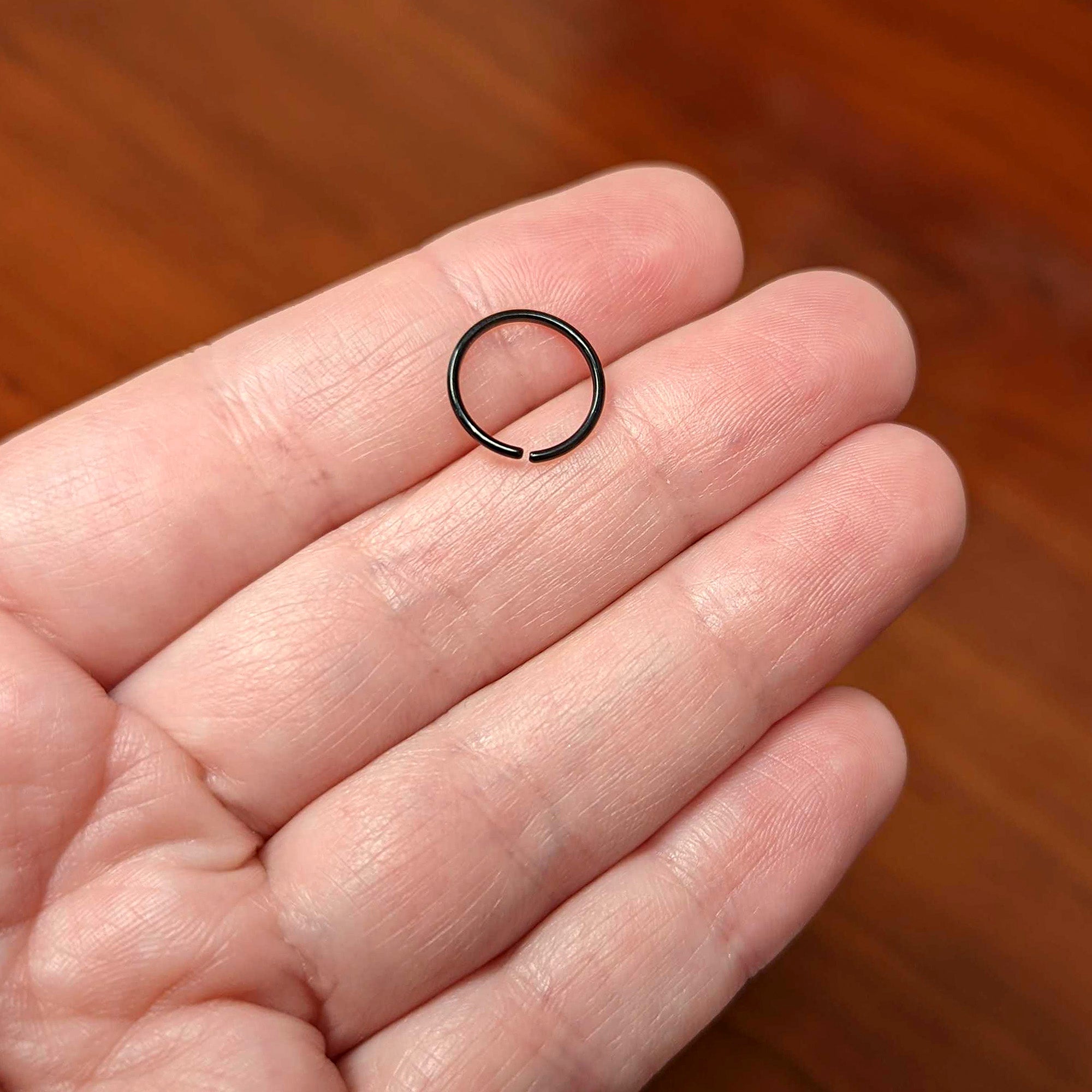 18 Gauge 3/8 Black PVD Grade 23 Titanium Bendable Hoop Ring