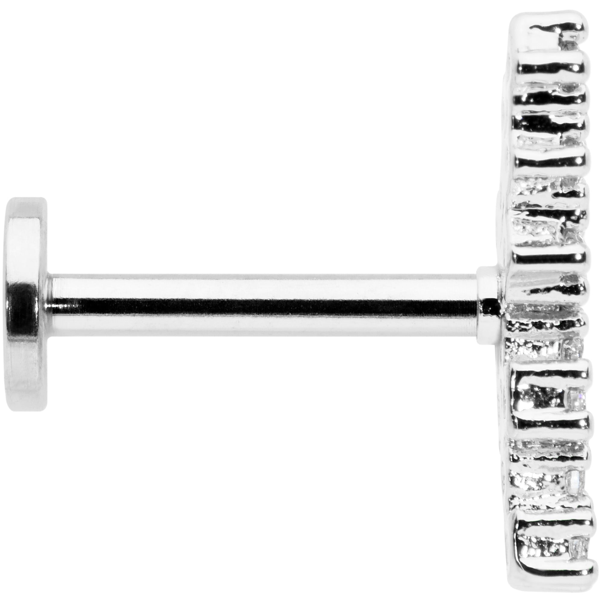 16 Gauge 5/16 CZ Gem Texture Arc Internal Thread Labret Monroe Tragus