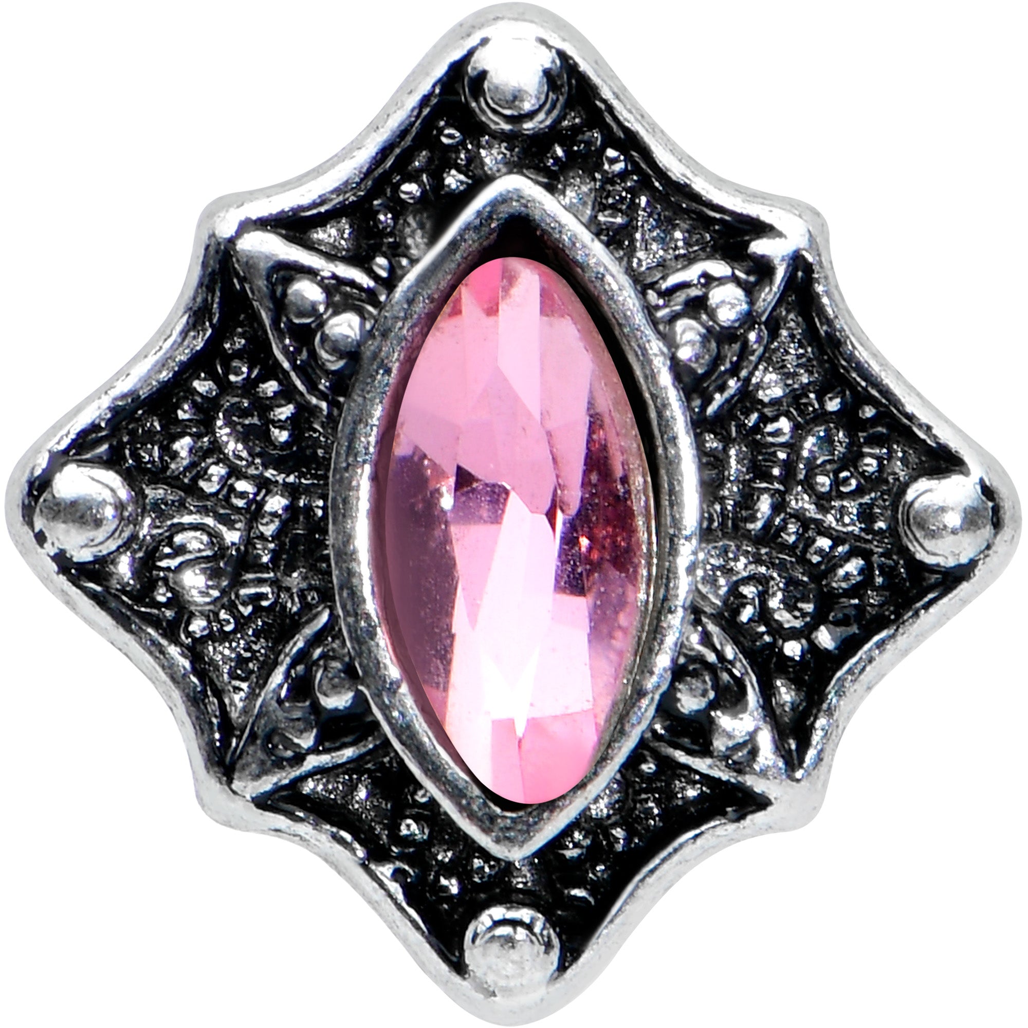 16 Gauge 5/16 Pink Gem Rhombus Retro Labret Monroe Tragus