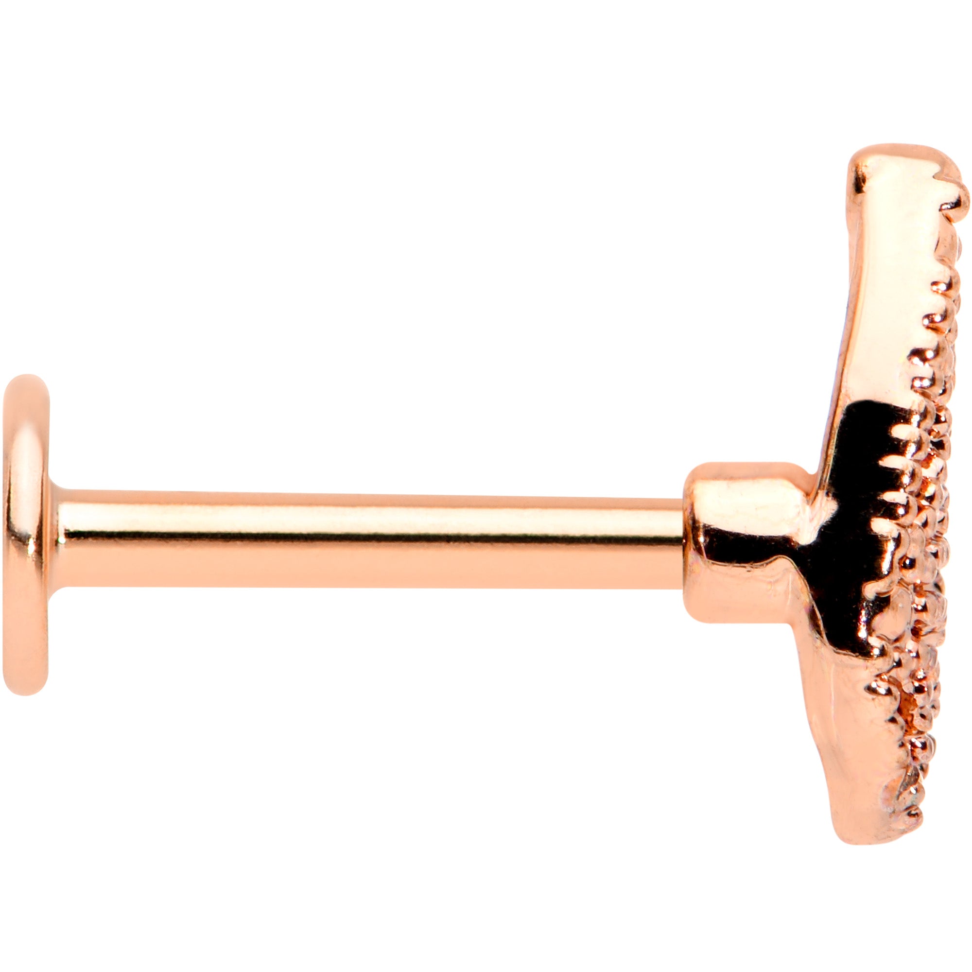 16 Gauge 5/16 Rose Gold Tone Textured Butterfly Labret Monroe Tragus