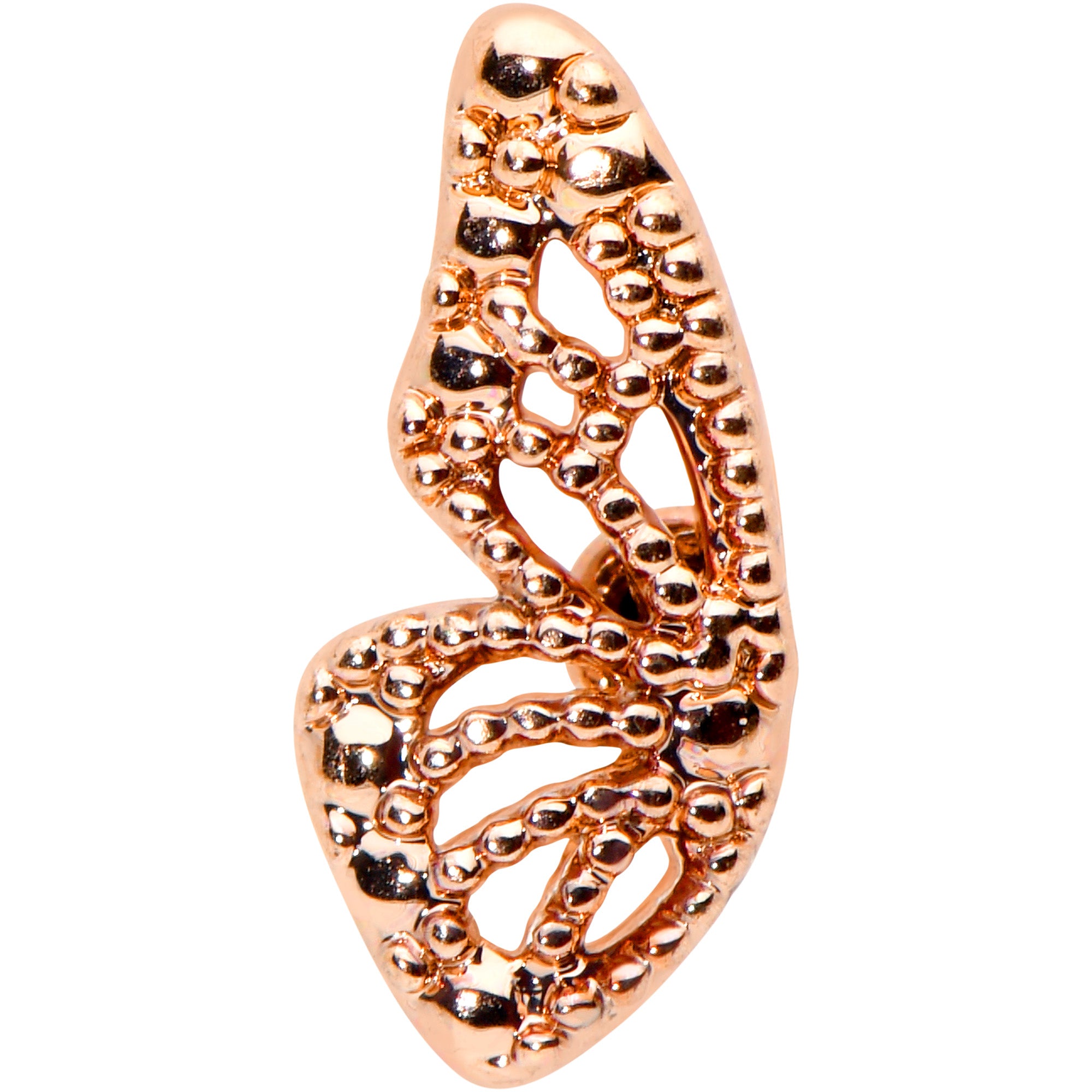 20 Gauge 1/4 Rose Gold tone Textured Butterfly Wing Nose Bone