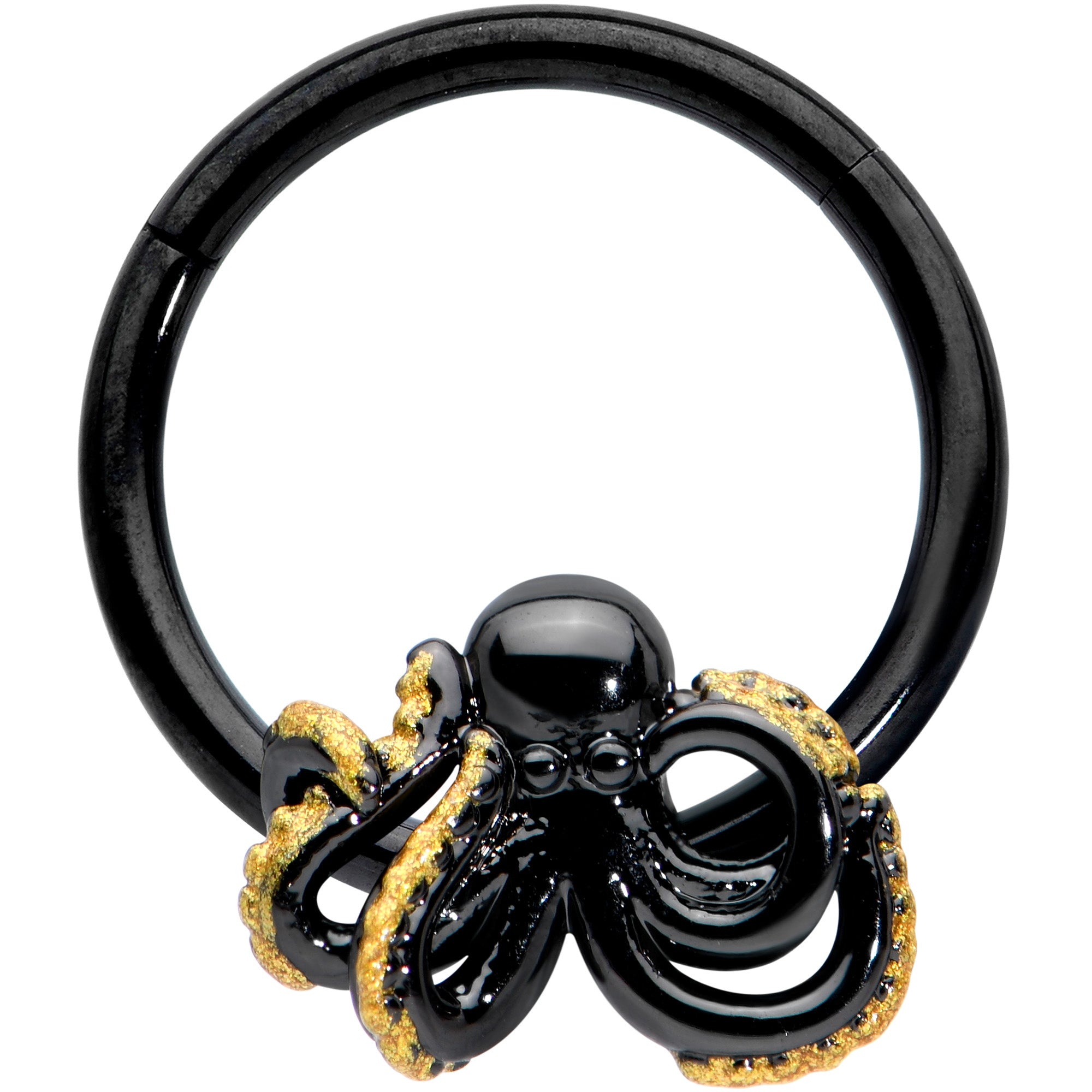 16 Gauge 3/8 Black Understated Octopus Hinged Segment Ring