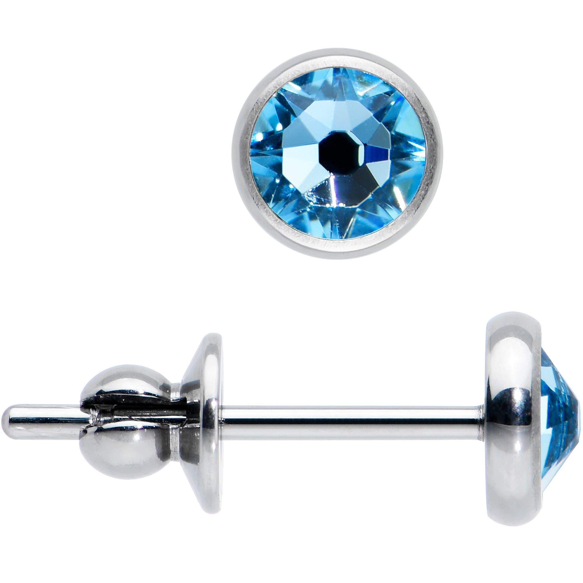 4mm Blue Crystal Implant Grade Titanium Stud Earrings