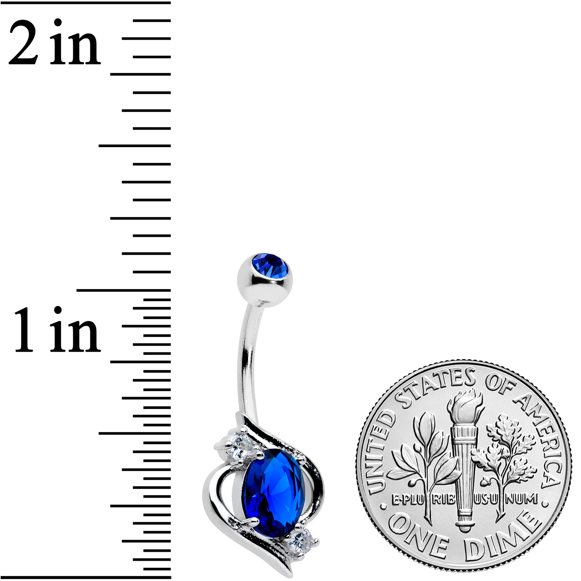 Blue Clear Gem Oval Swirl Elegant Belly Ring