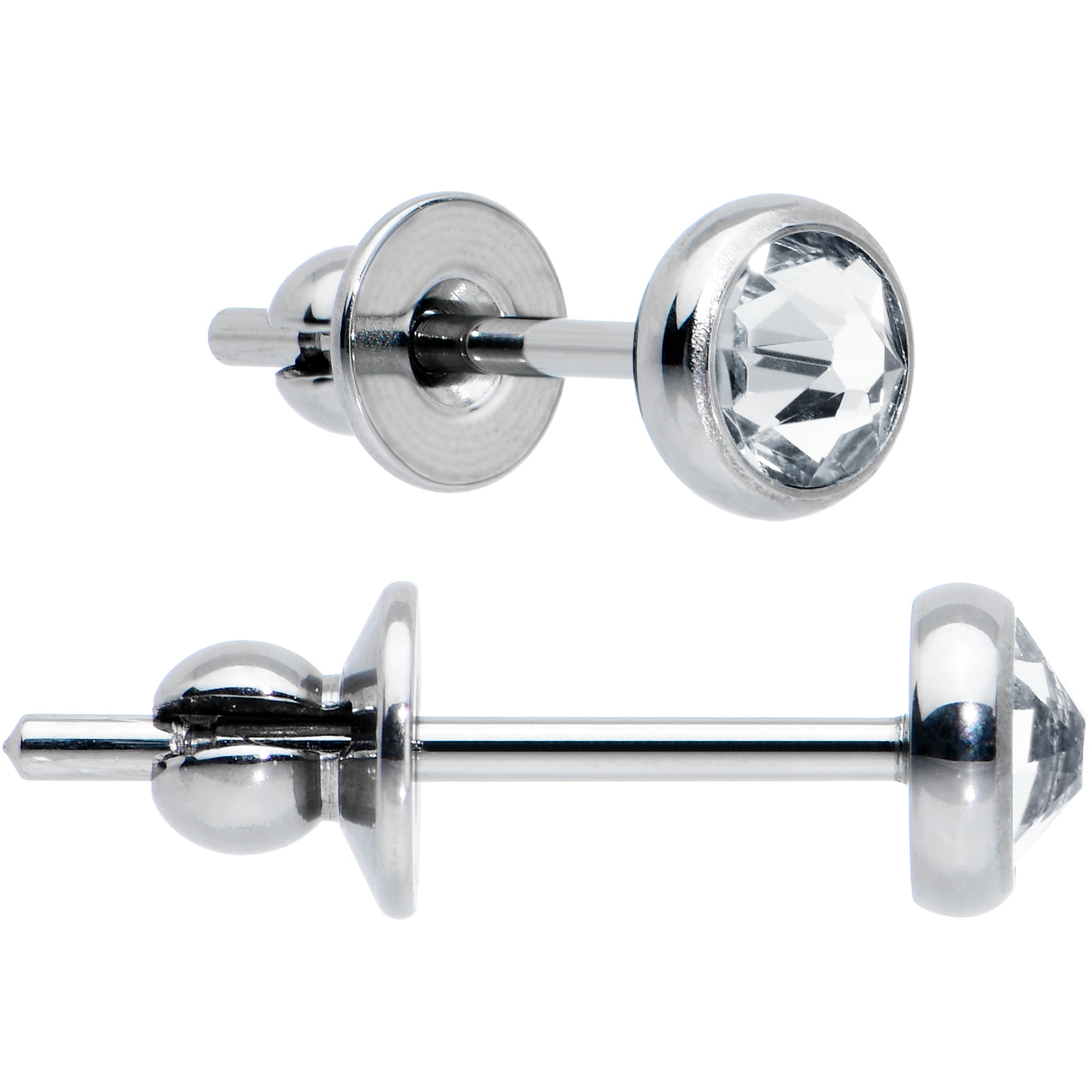 3mm Clear Crystal Implant Grade Titanium Stud Earrings