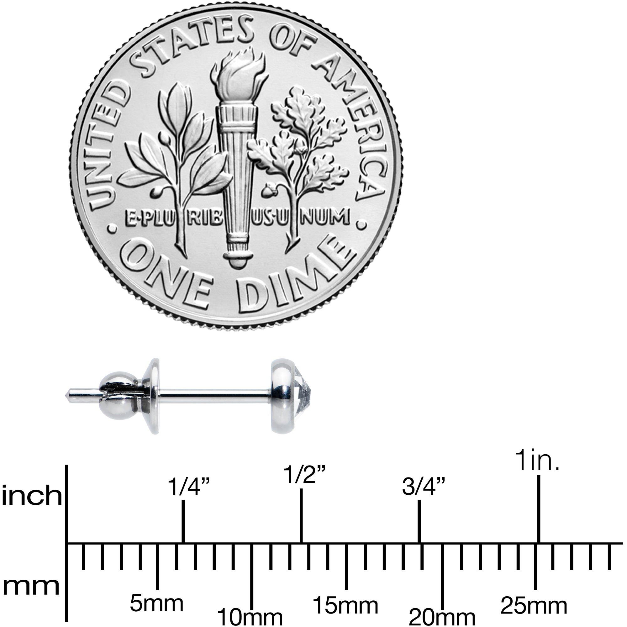 Medical implant grade 23 titanium cubic zirconia dainty stud