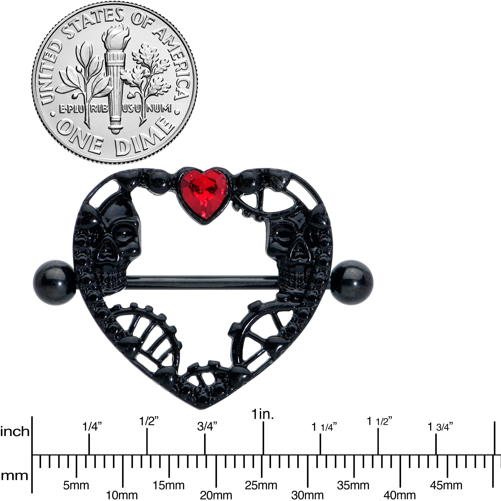 14 Gauge 5/8 Devil Heart Valentine Nipple Shield Set