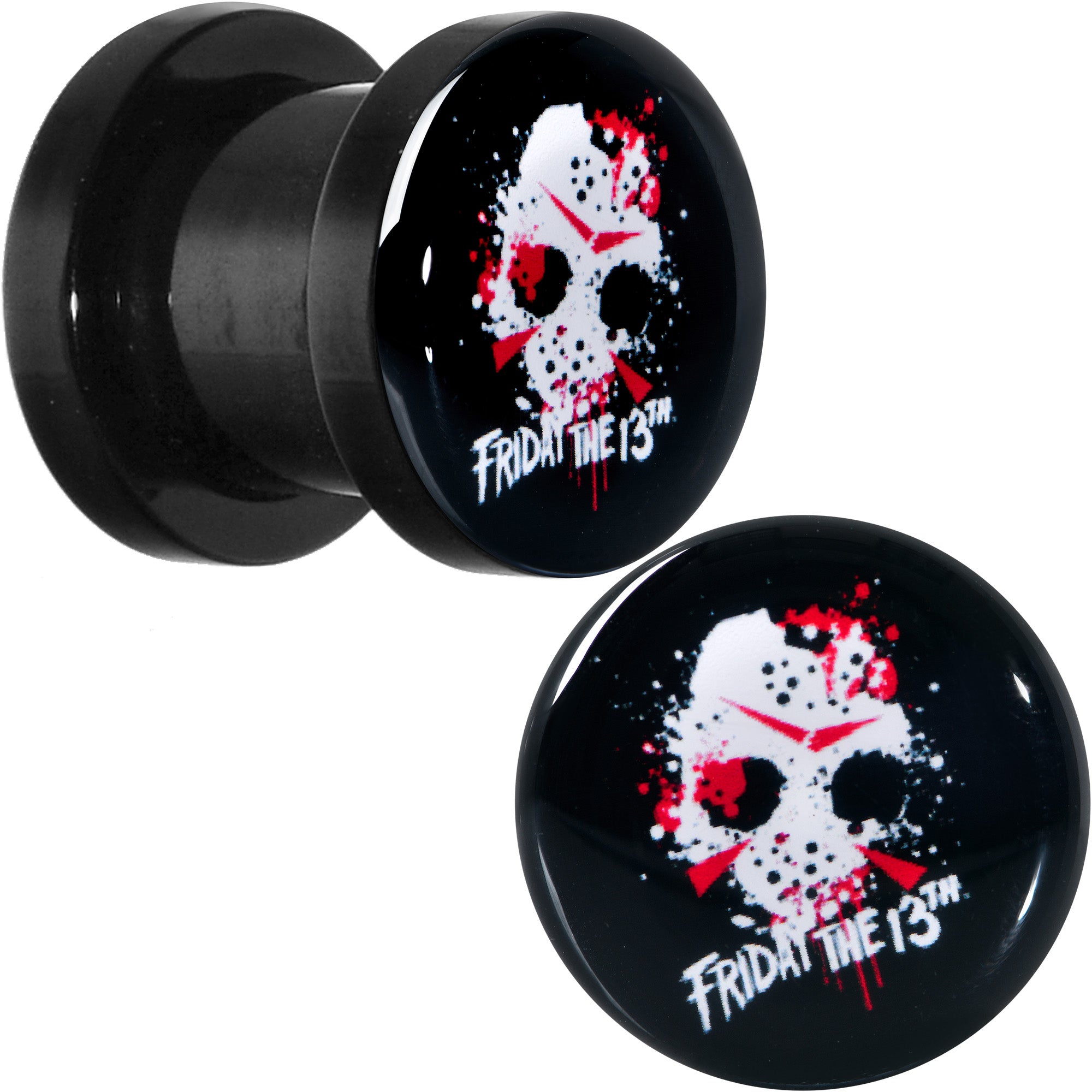 Licensed Friday the 13th Black Jason Mask Screw Fit Plug Set