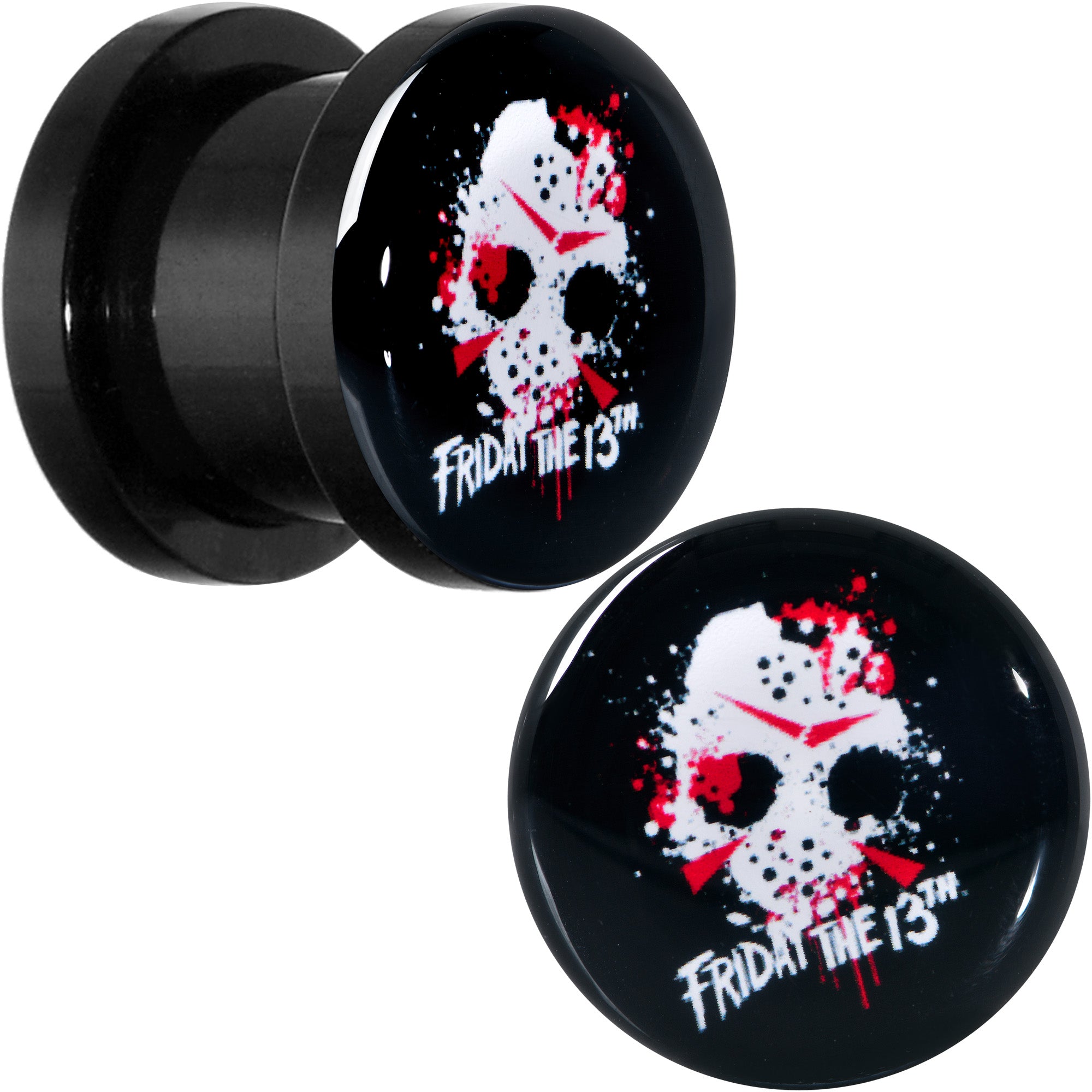 Licensed Friday the 13th Black Jason Mask Screw Fit Plug Set