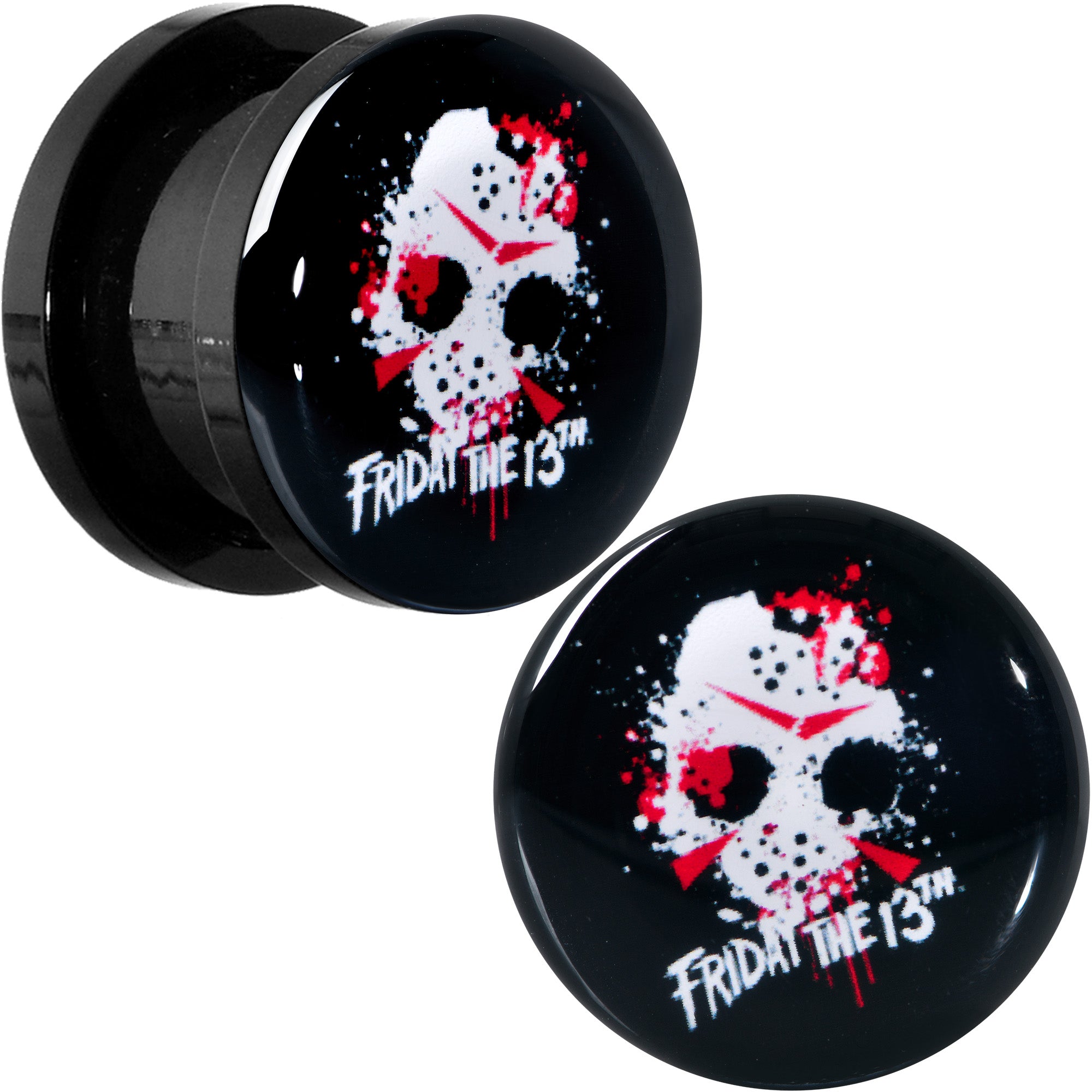 Licensed Friday the 13th Black Jason Mask Screw Fit Plug Set