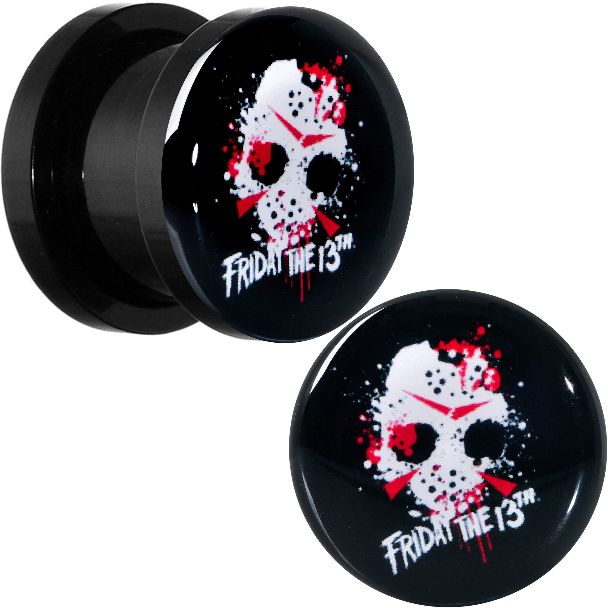 Licensed Friday the 13th Black Jason Mask Screw Fit Plug Set