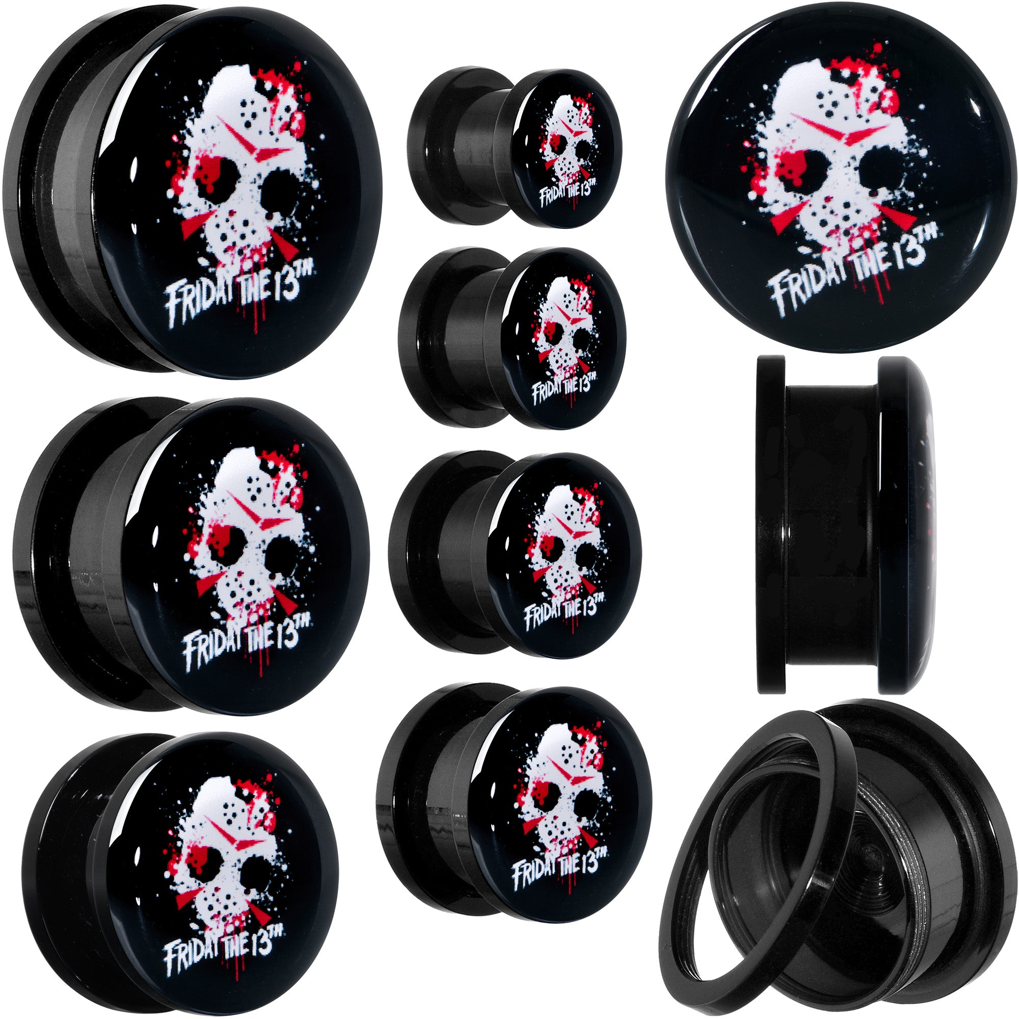 Licensed Friday the 13th Black Jason Mask Screw Fit Plug Set